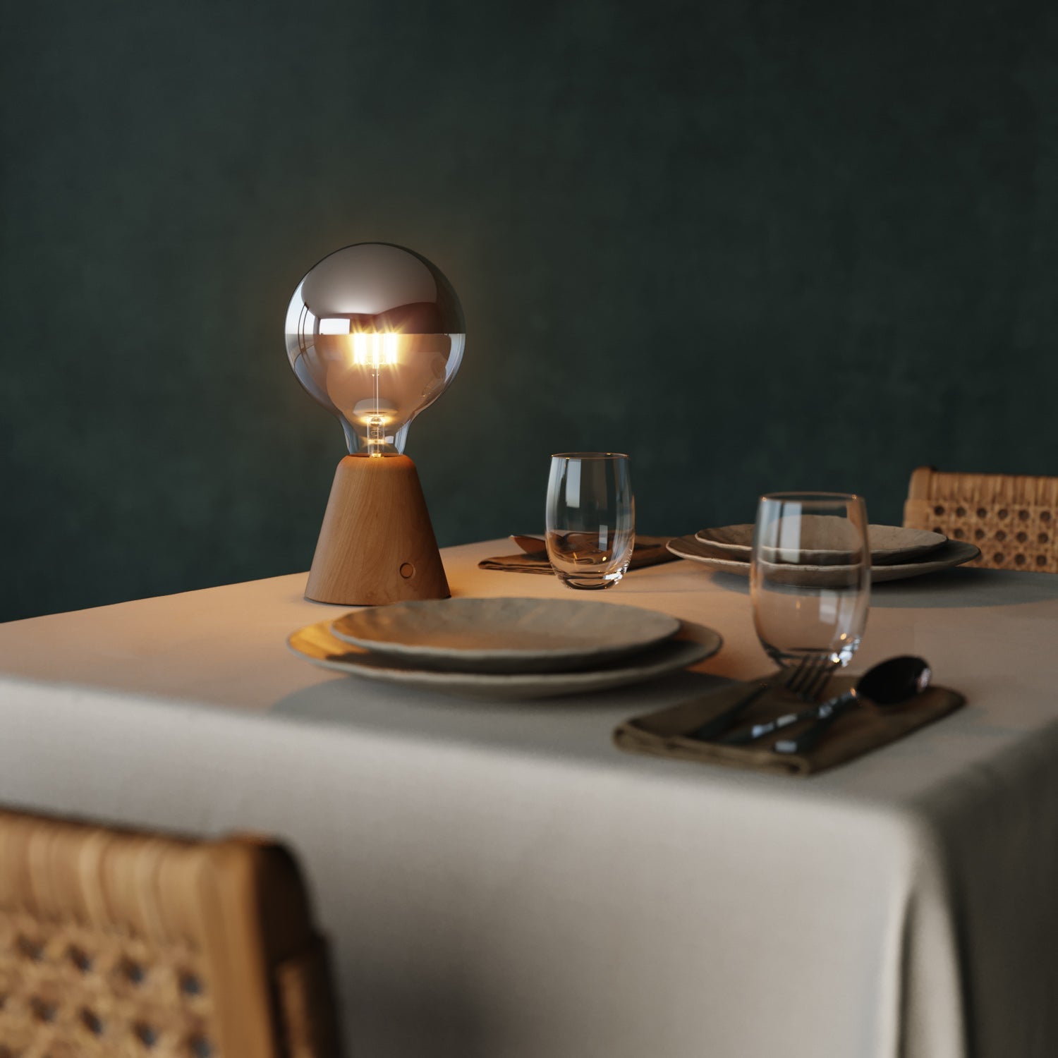 Lampada portatile ricaricabile Cabless01 con lampadina globo mezza sfera argento - Neutro verniciato