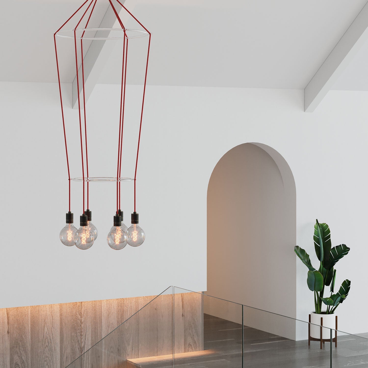 Lampadario 2 Cage a 6 cadute Globo - Canna di fucile