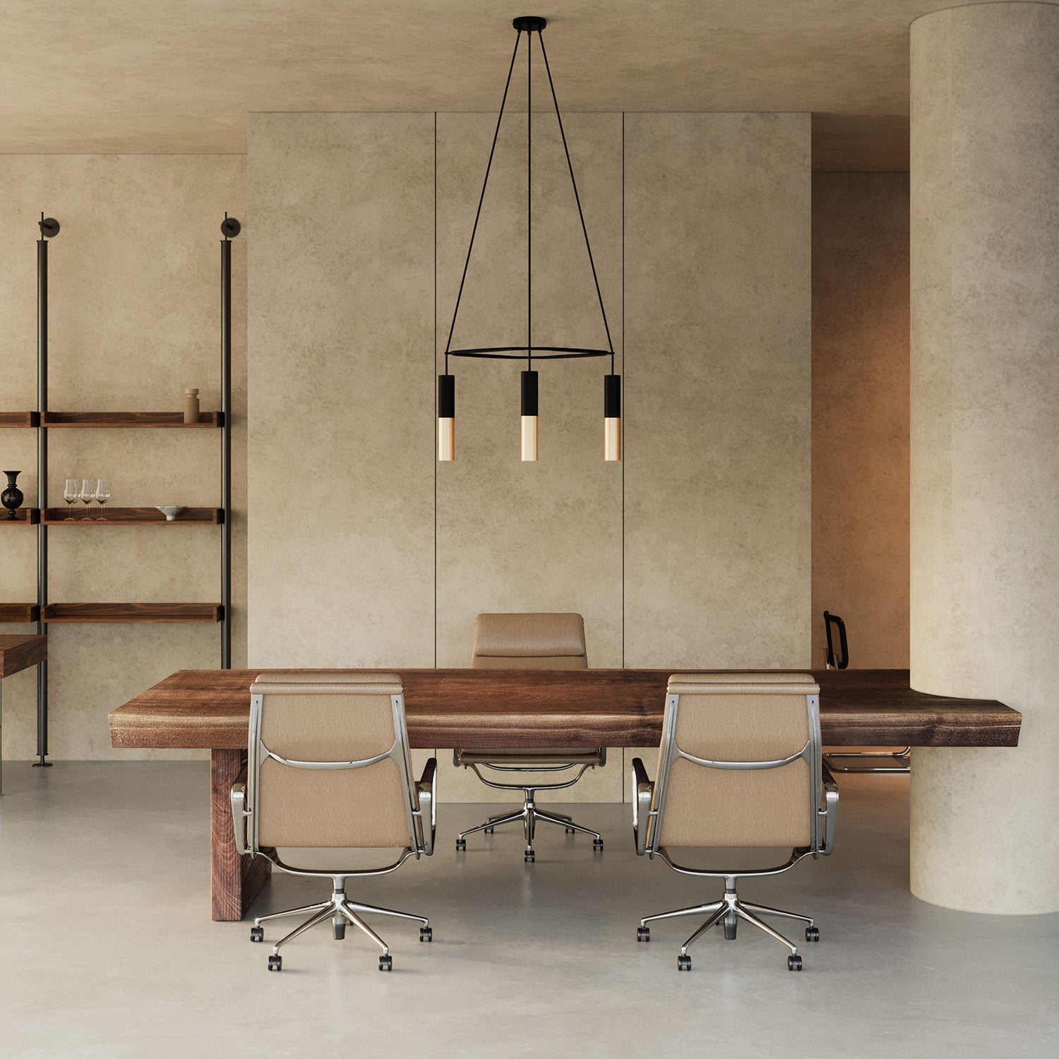 Lampadario Cage a 4 cadute Tub-E14 Doppio - Nero