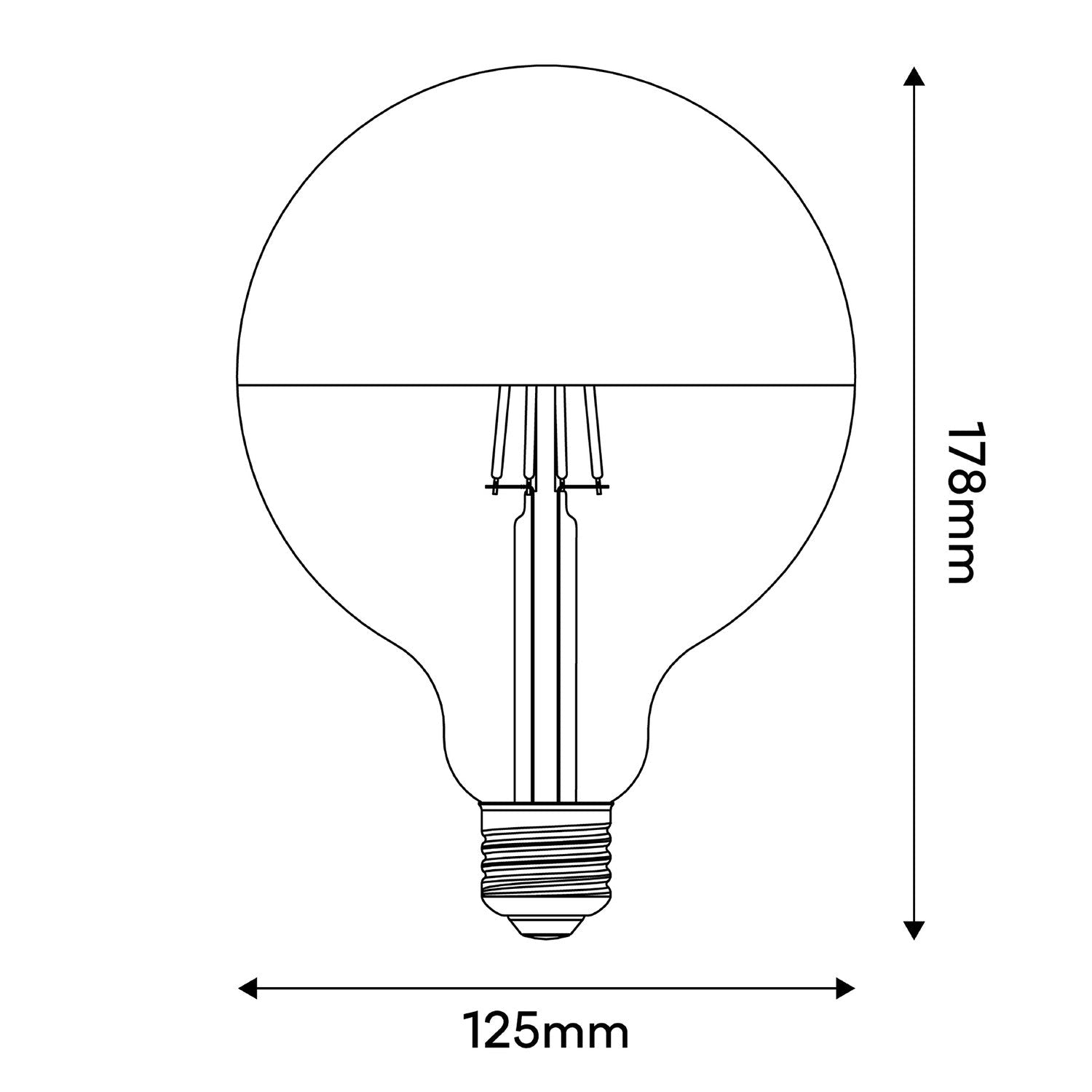Lampadina LED Maria G125 4,8W 806Lm E27 2700K Dimmerabile - Nero