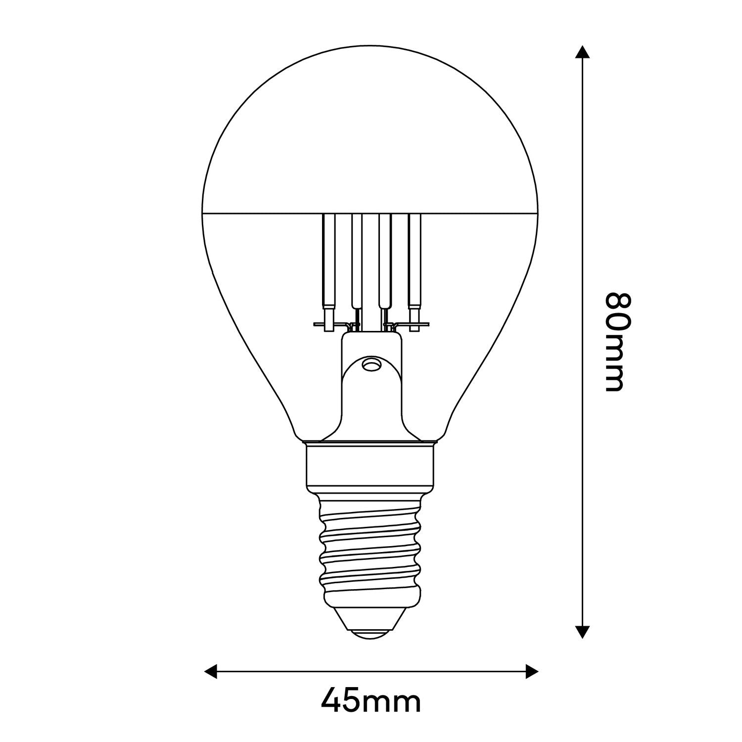 Lampadina LED Mezza Sfera Argento Mini Globo G45 4,8W 380Lm E14 2700K Dimmerabile - A01