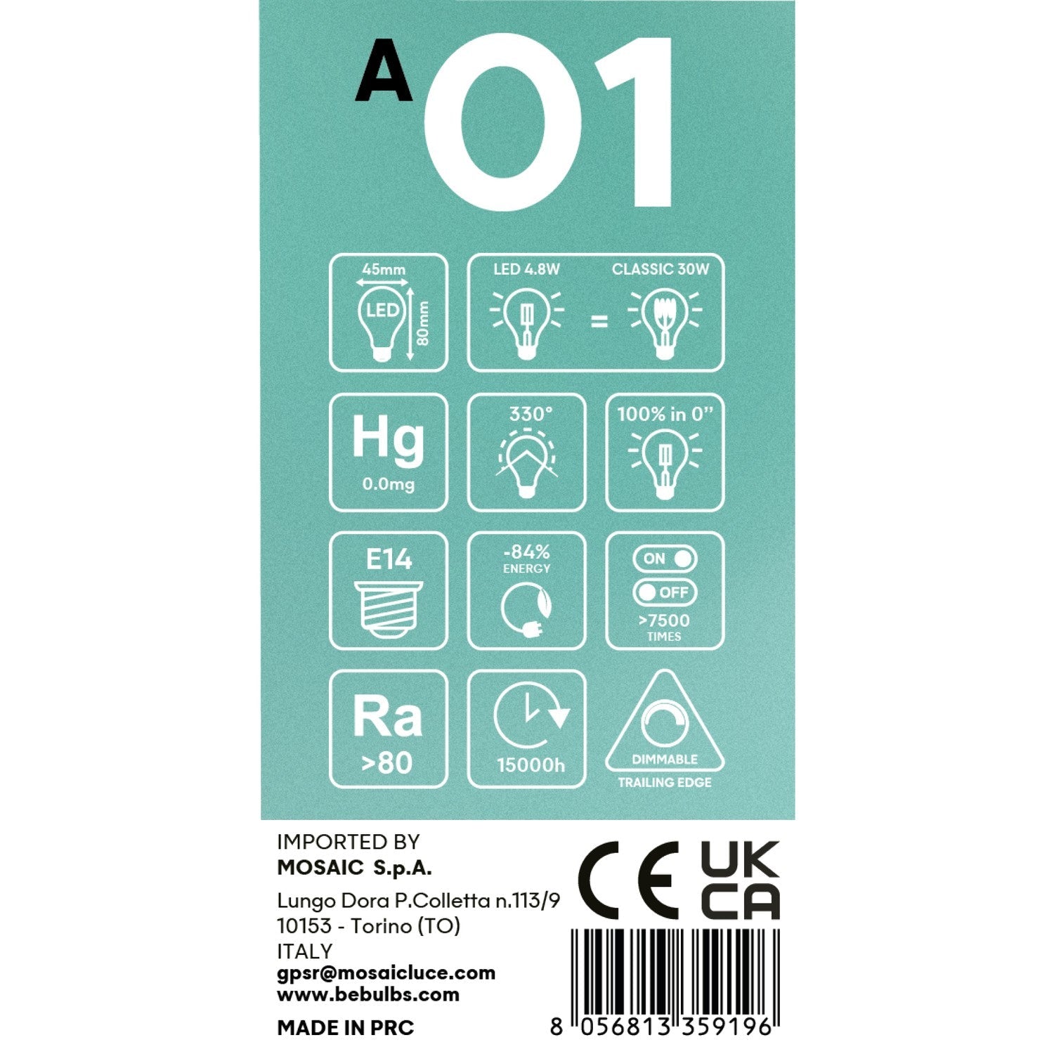 Lampadina LED Mezza Sfera Argento Mini Globo G45 4,8W 380Lm E14 2700K Dimmerabile - A01