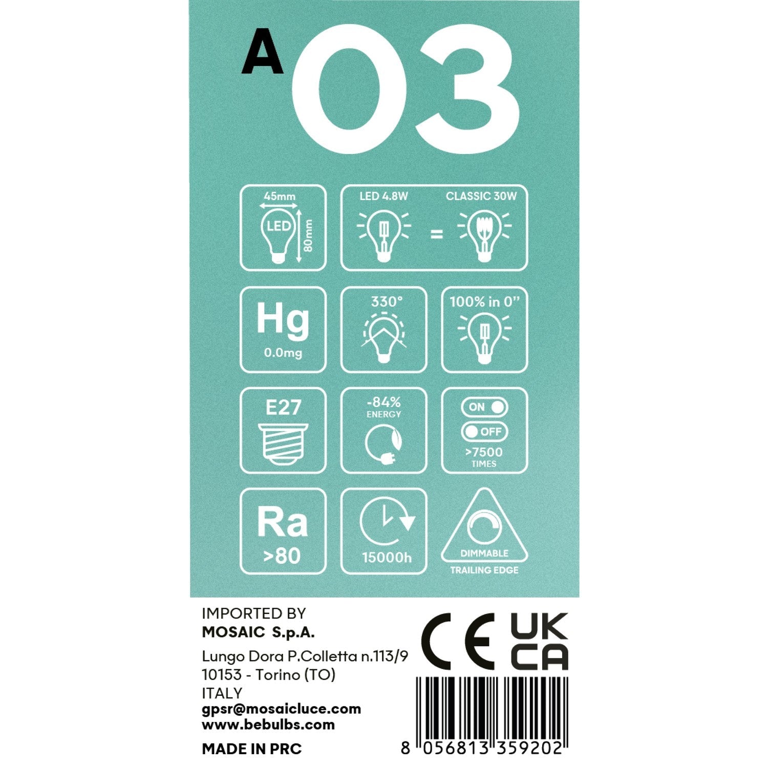 Lampadina LED Mezza Sfera Argento Mini Globo G45 4,8W 380Lm E27 2700K Dimmerabile - A03