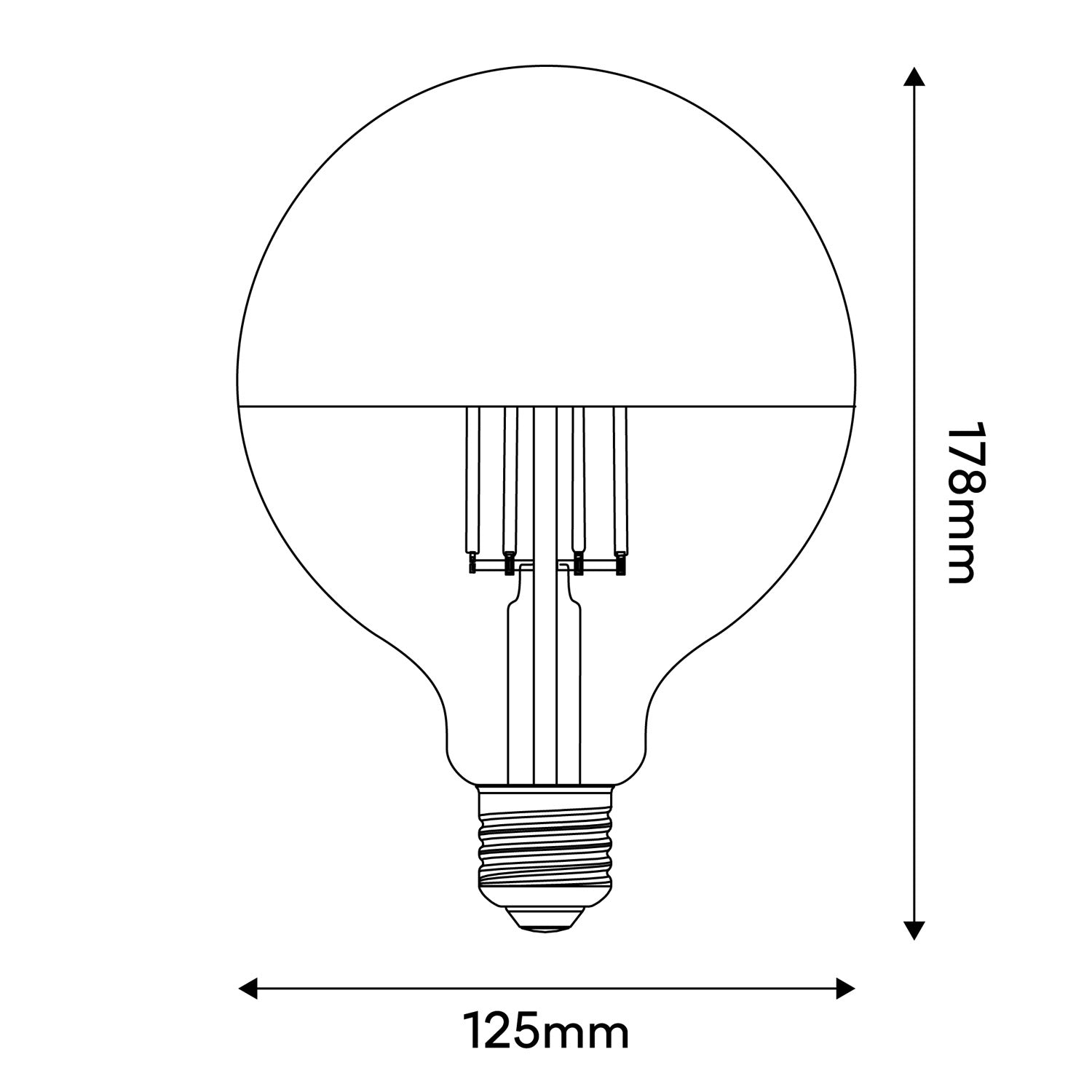 Lampadina LED Mezza Sfera Oro Globo G125 7W 650Lm E27 2700K Dimmerabile - A15