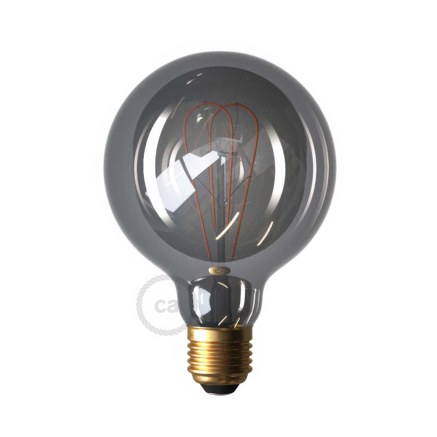 Lampadina LED Smoky Globo G95 filamento Curvo a Doppio Loop 5W 120Lm E27 1800K Dimmerabile - Creative Cables