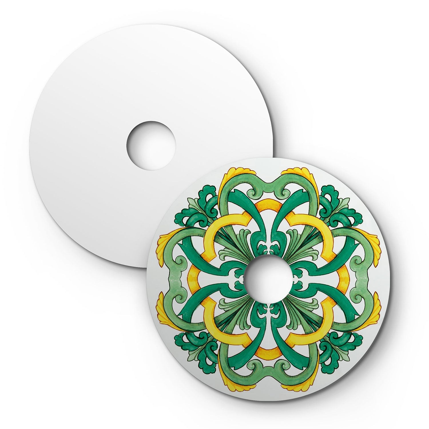 Mini piatto Ellepì 'Maioliche' Giallo e Verde per lampade, diametro 24 cm - Made in Italy