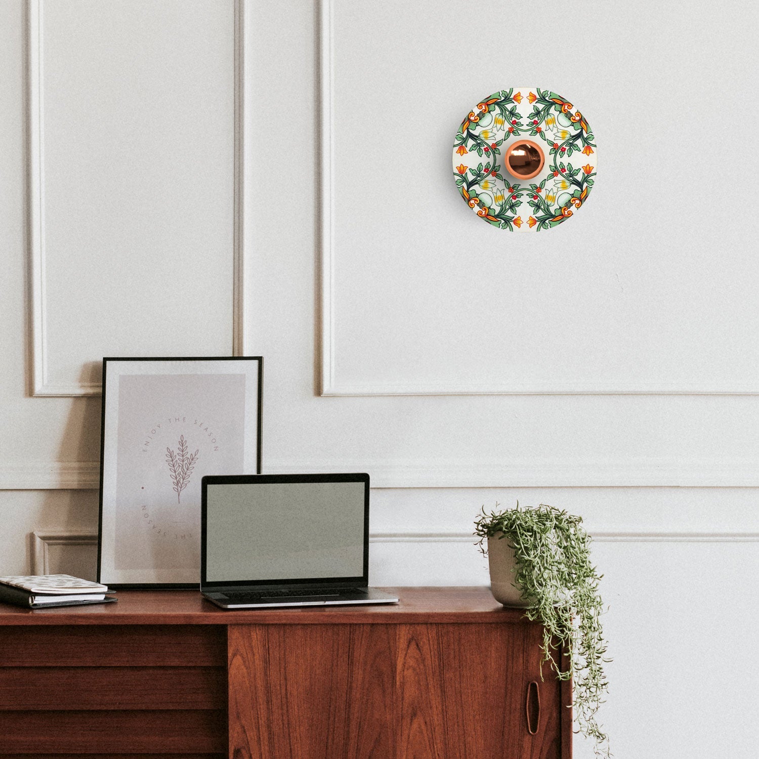 Mini piatto Ellepì 'Maioliche' Rosso e Verde per lampade, diametro 24 cm - Made in Italy