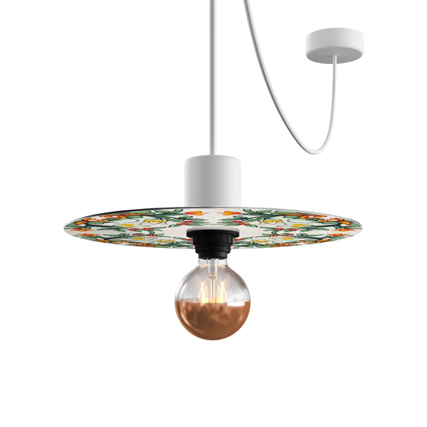 Mini piatto Ellepì 'Maioliche' Rosso e Verde per lampade, diametro 24 cm - Made in Italy