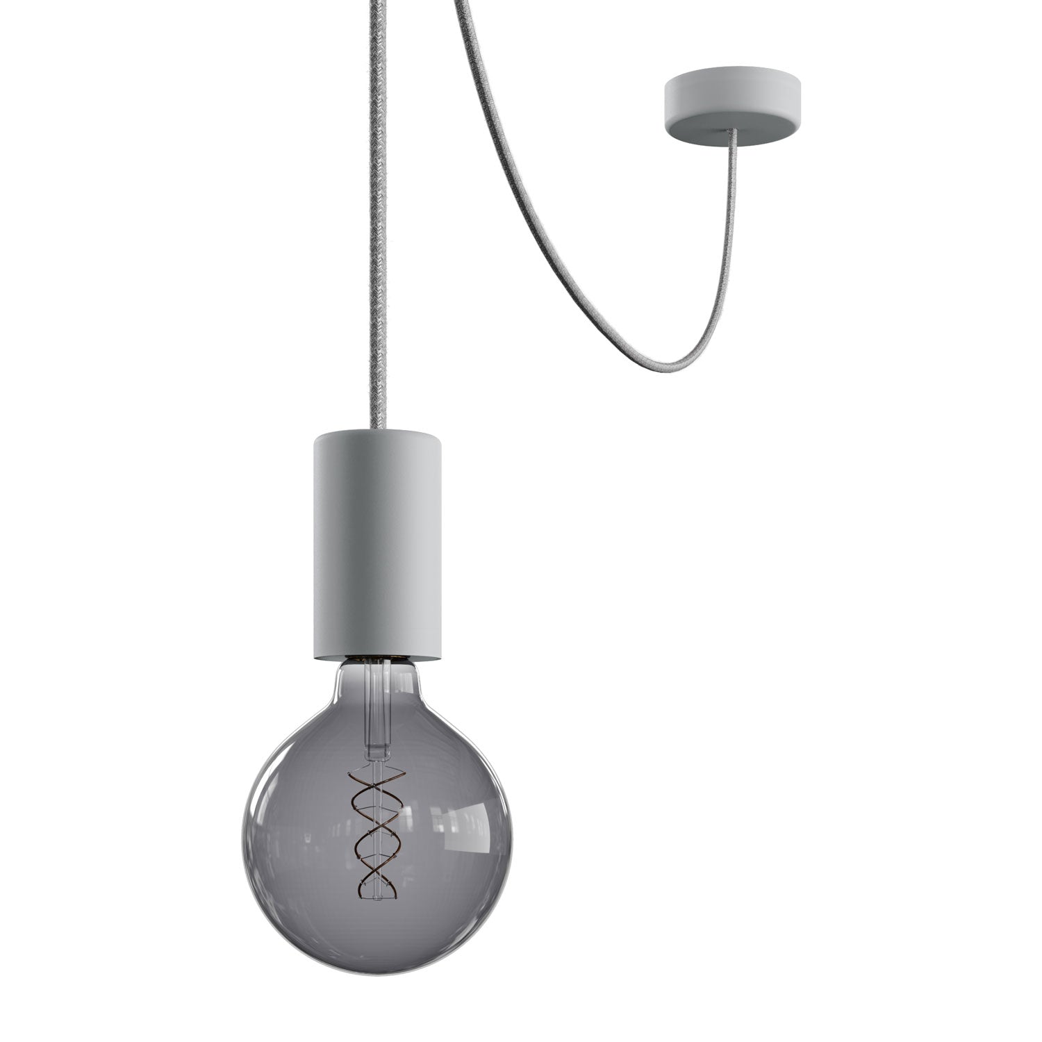 Modulair ELEGANT Lampada da esterno con 5 m cavo tessile, decentatore, rosone e portalampada IP65 waterproof - Grigio ghiaccio