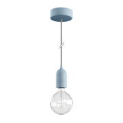 Modulair PASTEL Lampada da esterno con 1,5 m cavo tessile, rosone e portalampada in silicone IP65 waterproof - Blu carta da zucchero