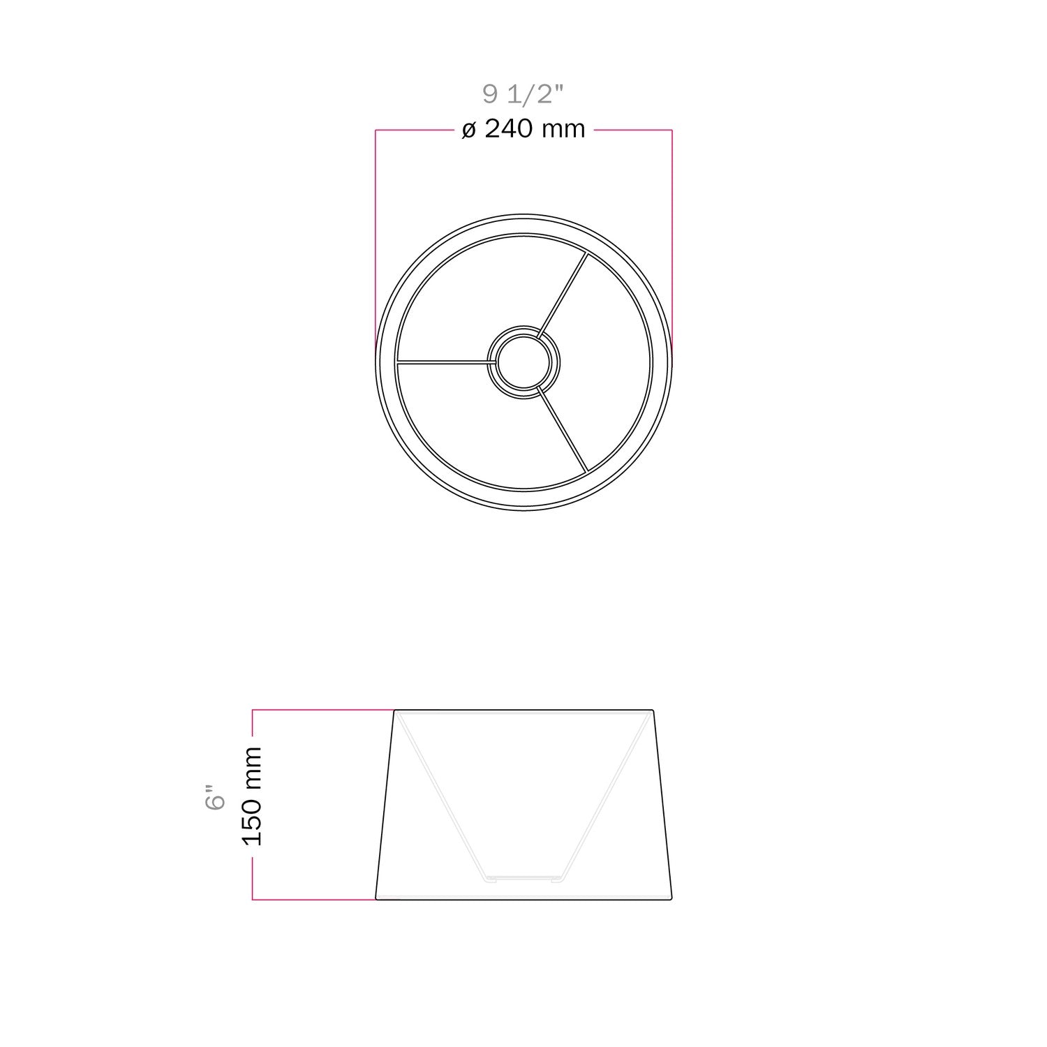 Paralume Athena con attacco E27 per lampada da tavolo - Made in Italy - Cinette nero interno Oro