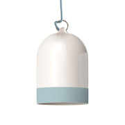 Paralume Campana Mini XS bicolore in ceramica Bianco e Azzurro, collezione Materia - Made in Italy