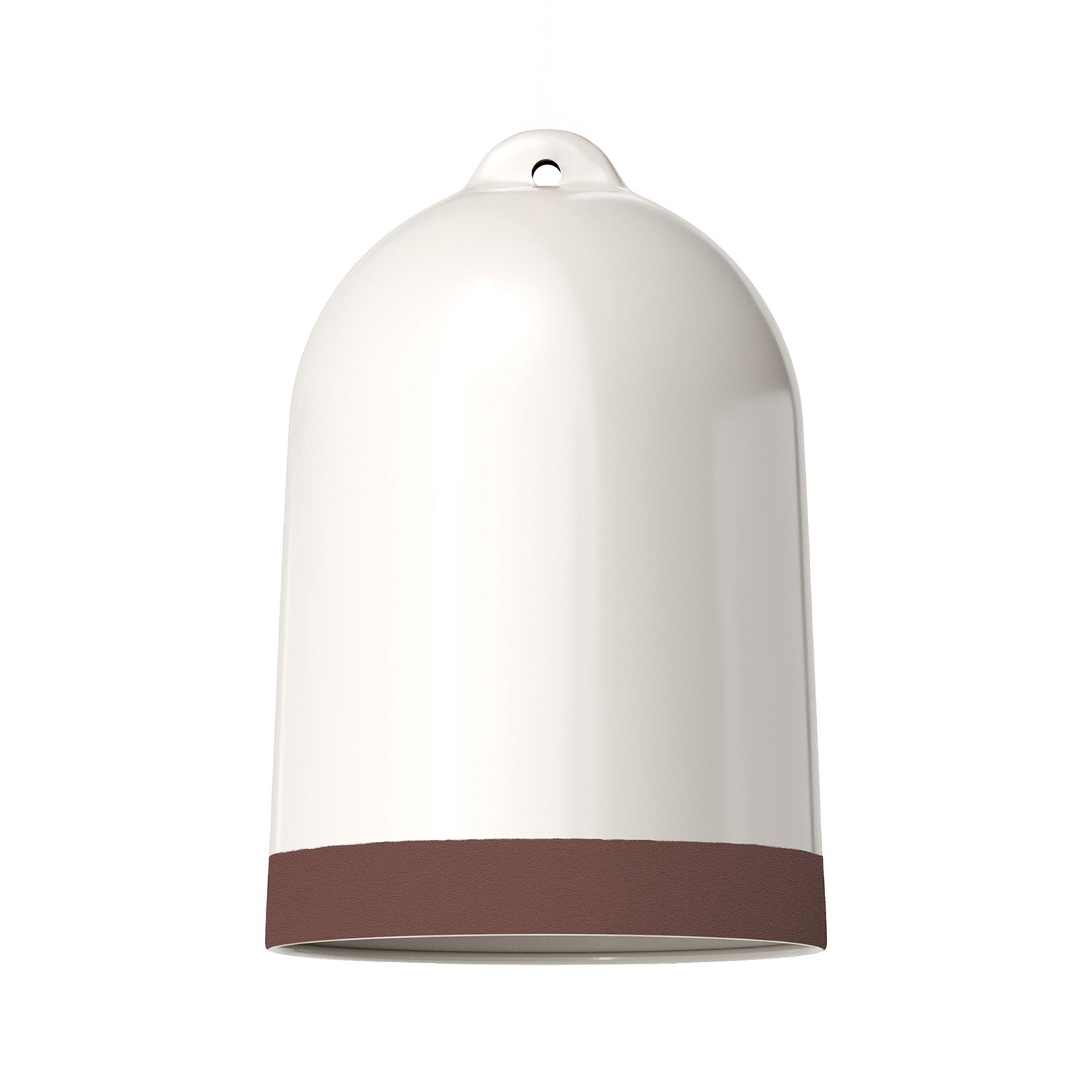 Paralume Campana XL bicolore in ceramica Bianco e Marrone, collezione Materia - Made in Italy