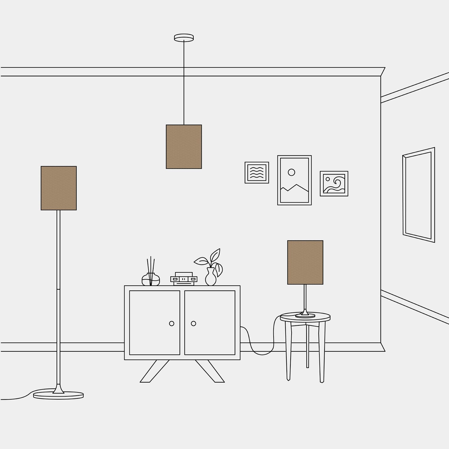 Paralume Cilindro M in tessuto con attacco E27 - Made in Italy - Lana Marrone