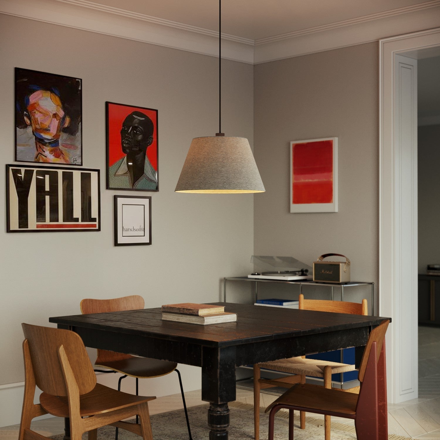 Paralume Impero L per sospensione con attacco E27 - Made in Italy - Lana Grigio Chiaro