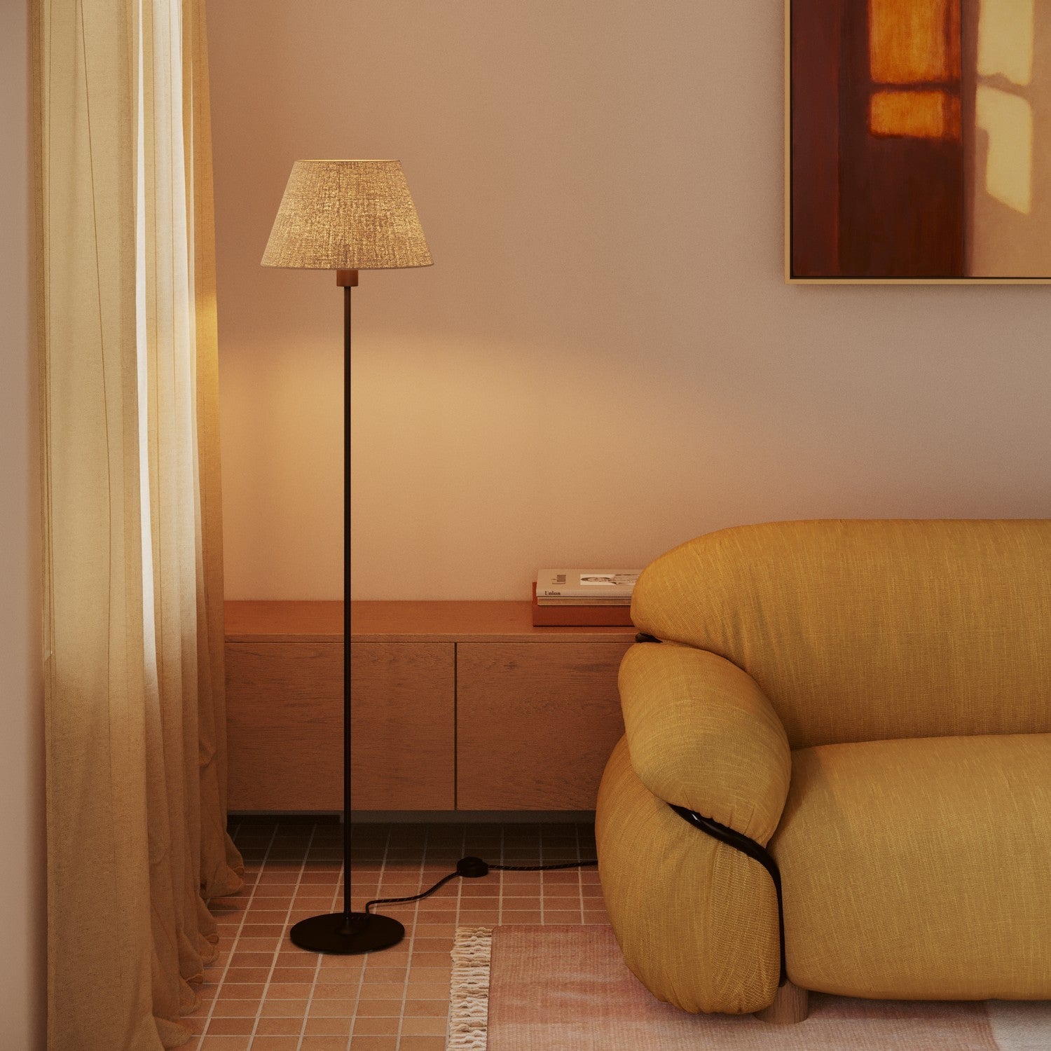 Paralume Impero M in tessuto per lampada da tavolo o applique con attacco E27 - Made in Italy - Juta naturale