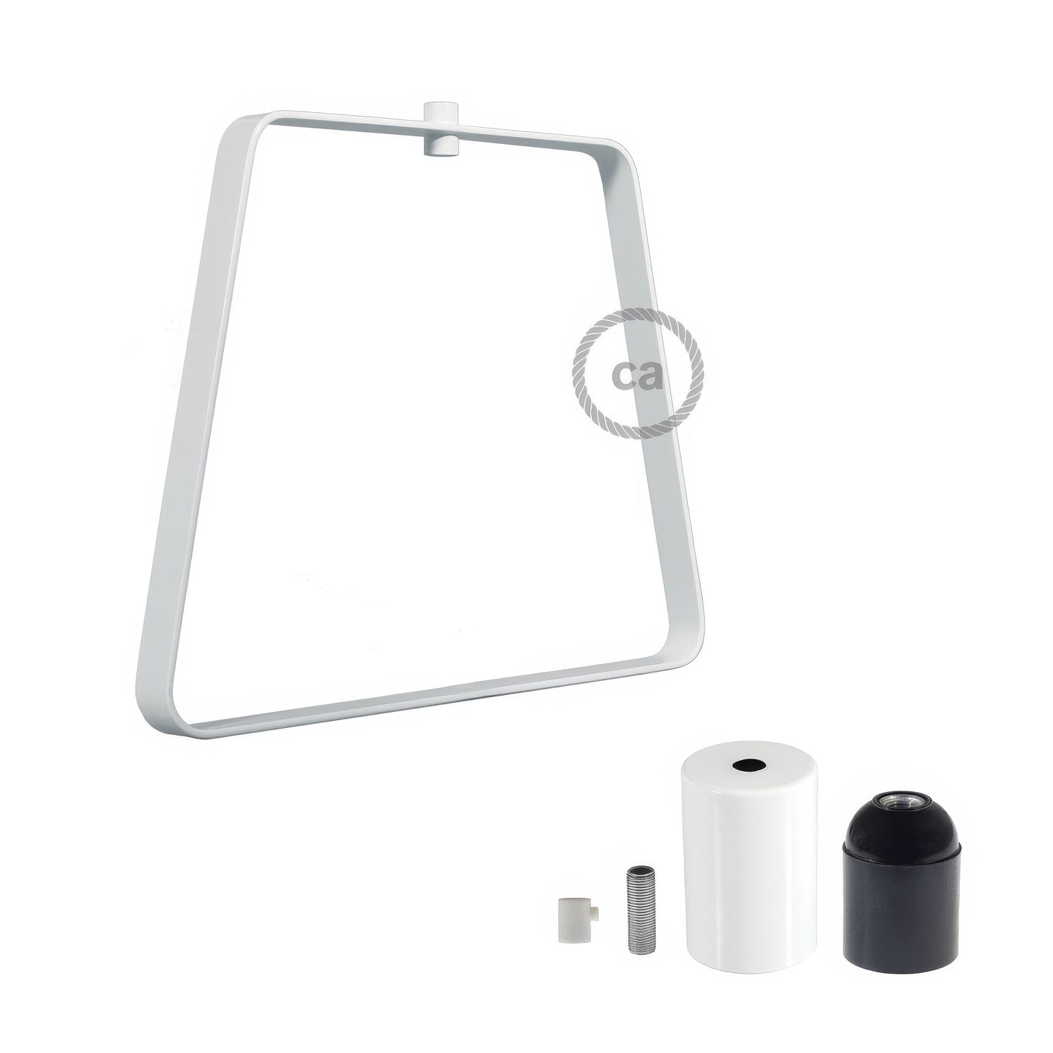 Paralume in metallo Duedì Base con copriportalampada in metallo e portalampada E27 - Bianco