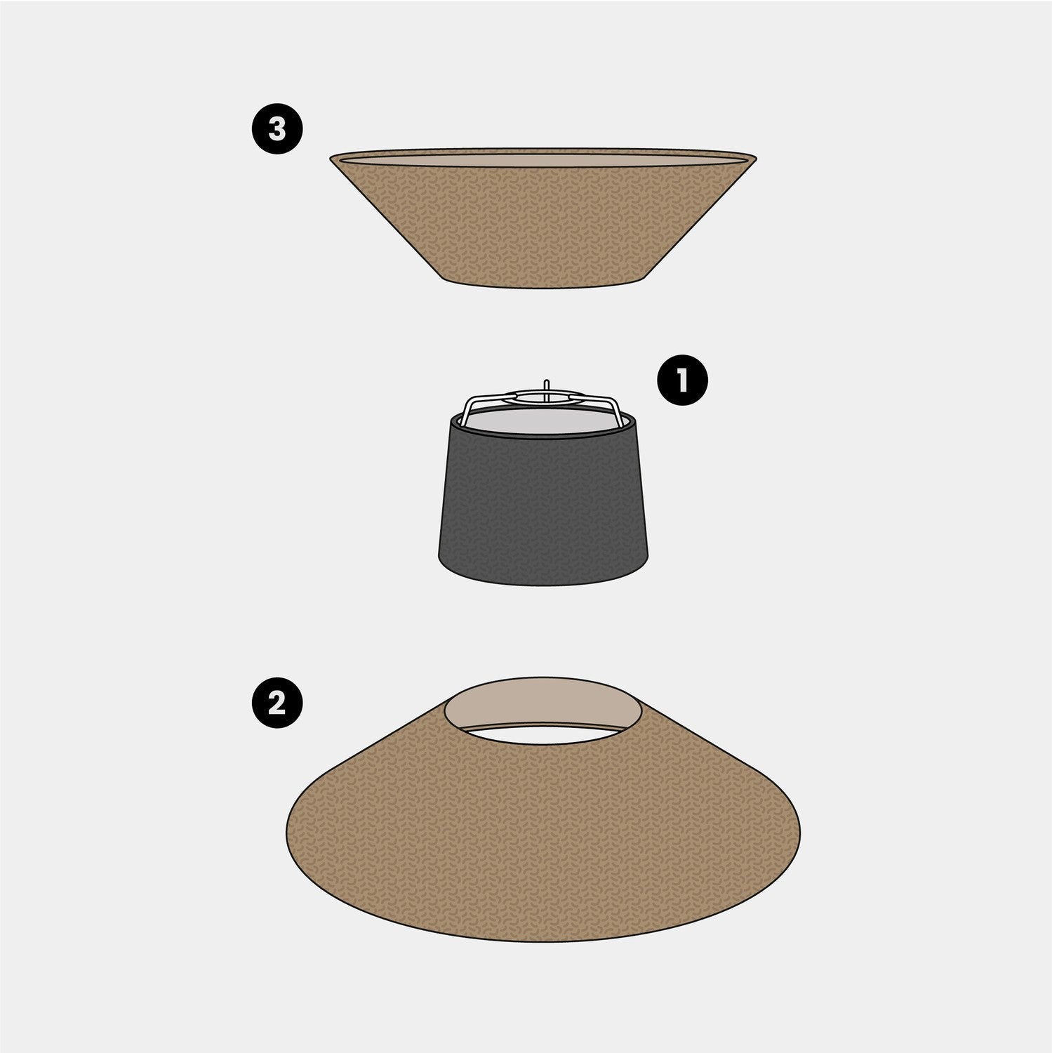 Paralume in tessuto Clessidra per lampada a sospensione - Lana Marrone Lana grigio scuro