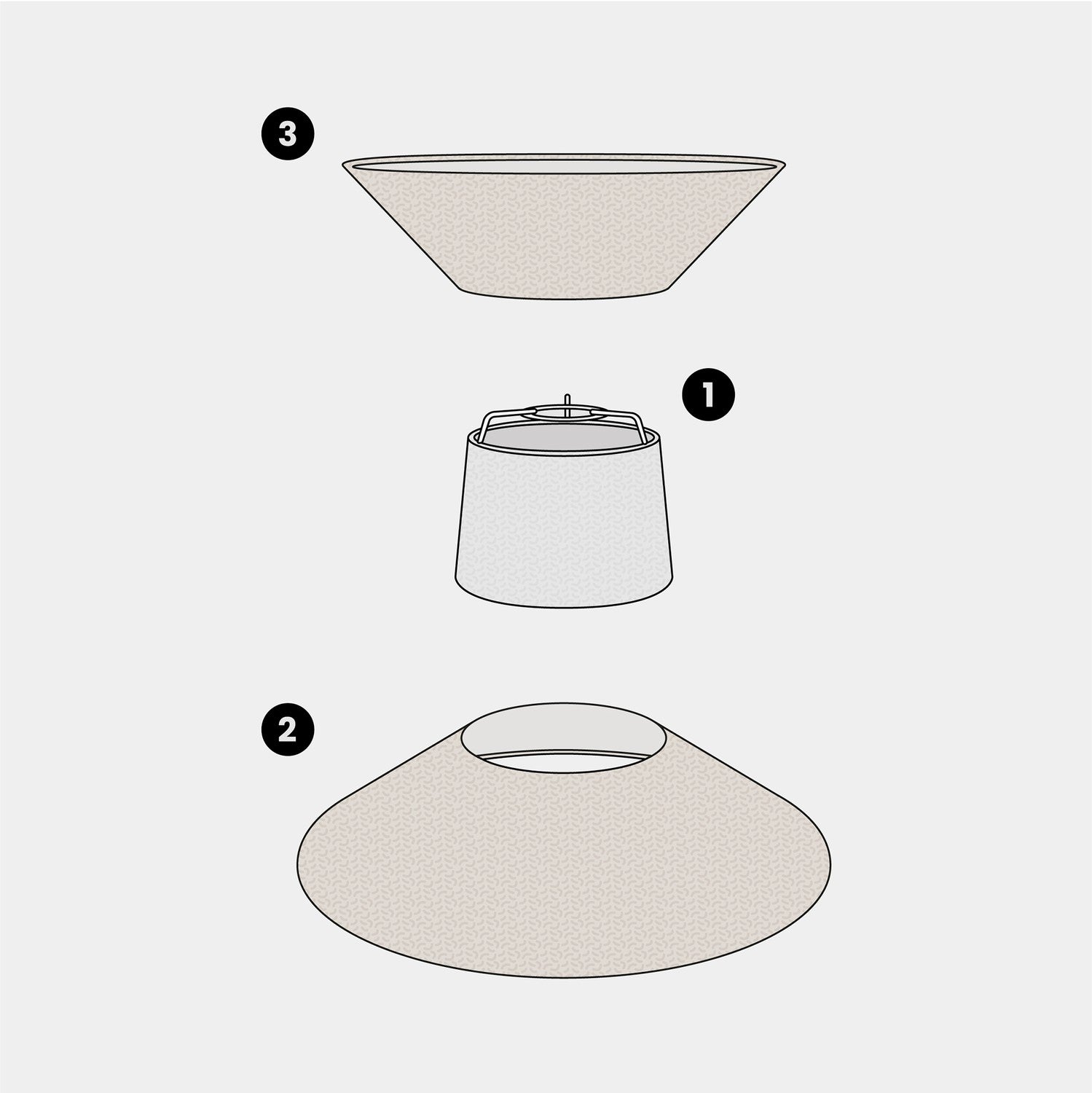 Paralume in tessuto Clessidra per lampada a sospensione - Lana Sabbia Lana sabbia