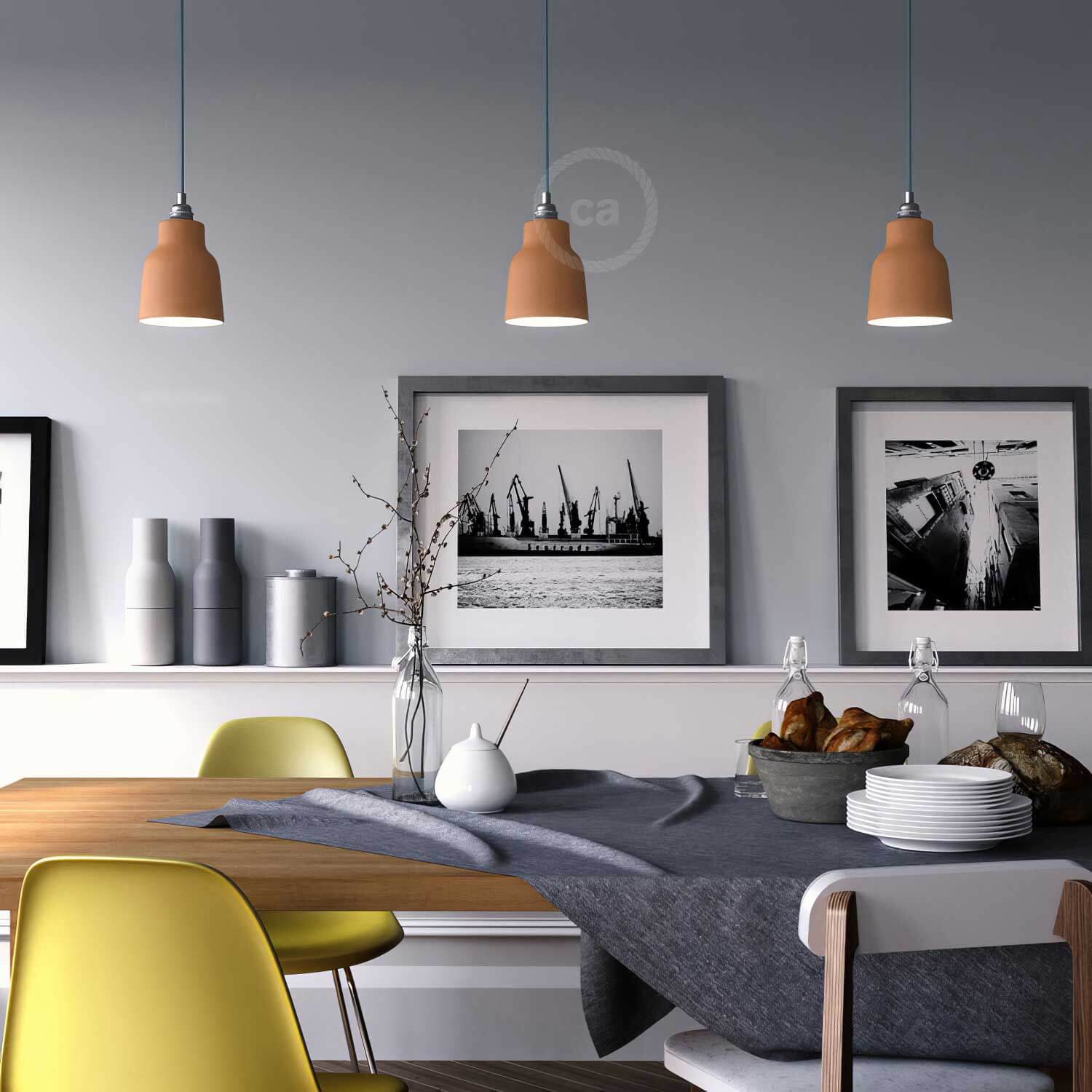 Paralume Vaso in ceramica, collezione Materia - Made in Italy - Terracotta striato