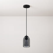 Pendant lamp with textile cable, Ghostbell lampshade and metal details - Black