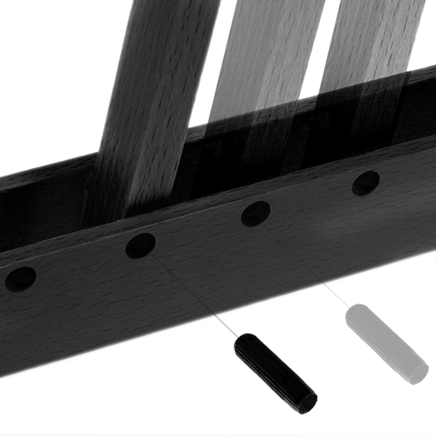 Pinocchio, supporto a muro regolabile in legno per lampade a sospensione - Nero