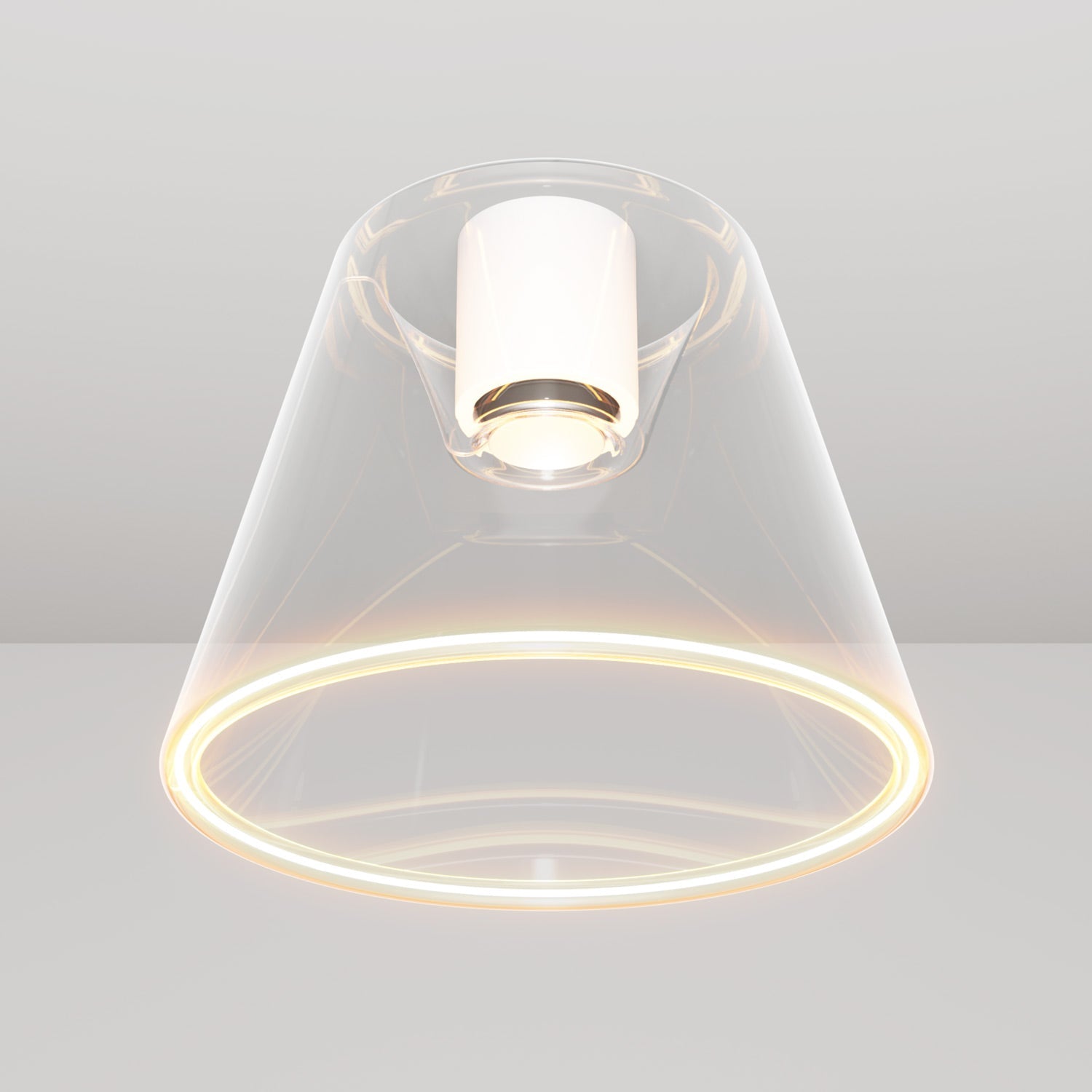 Plafoniera design con lampadina Ghost a cono trasparente - Bianco - Creative Cables