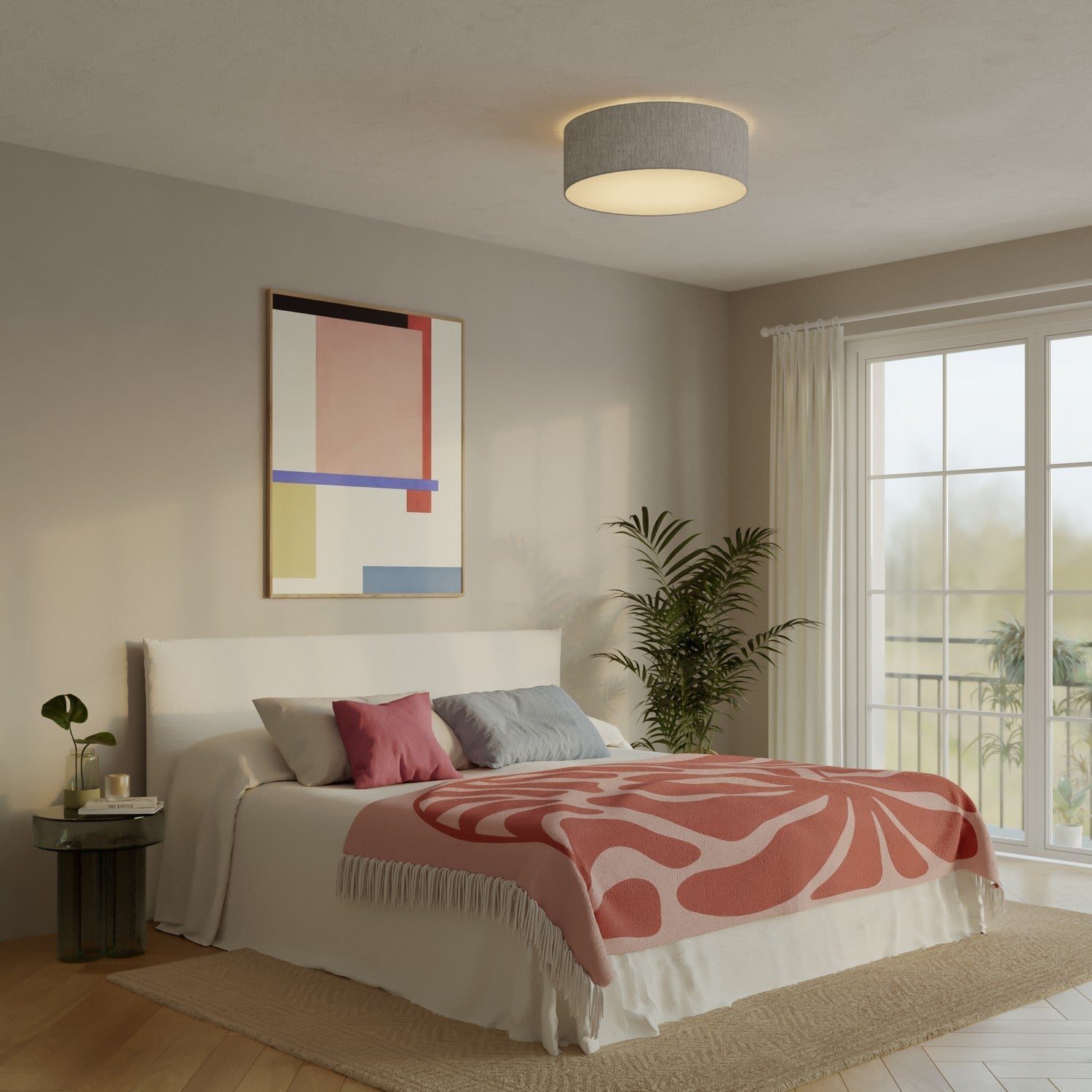 Plafoniera in tessuto Large Camelot grigio - Made in Italy - Creative Cables