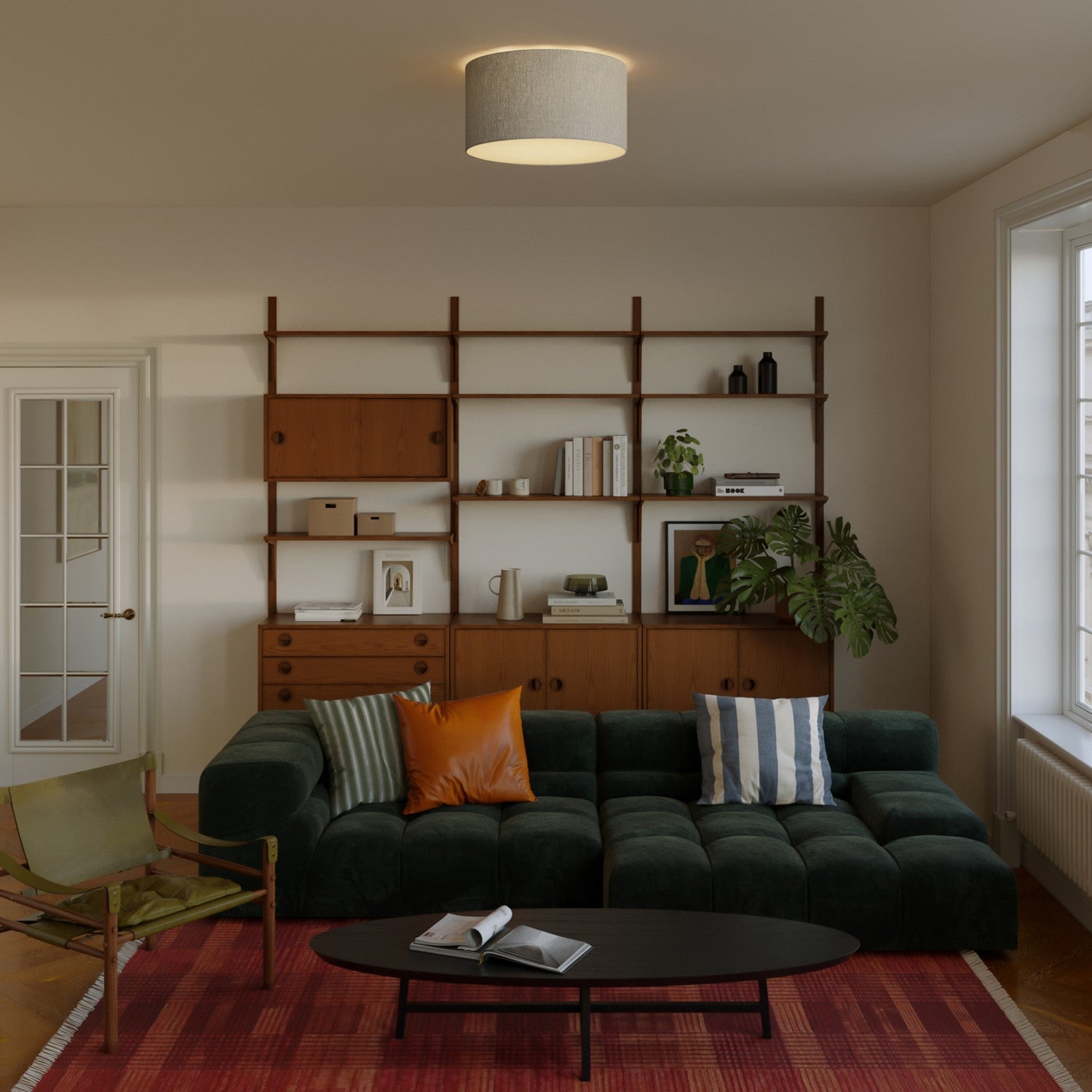 Plafoniera in tessuto Medium Camelot grigio - Made in Italy - Creative Cables