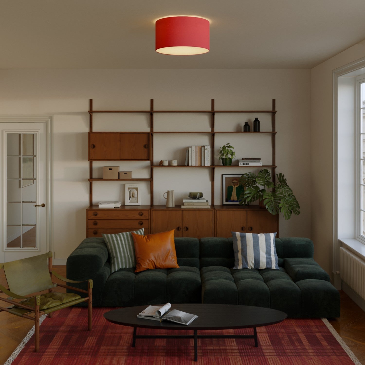 Plafoniera in tessuto Medium - Made in Italy - Teletta rossa - Creative Cables