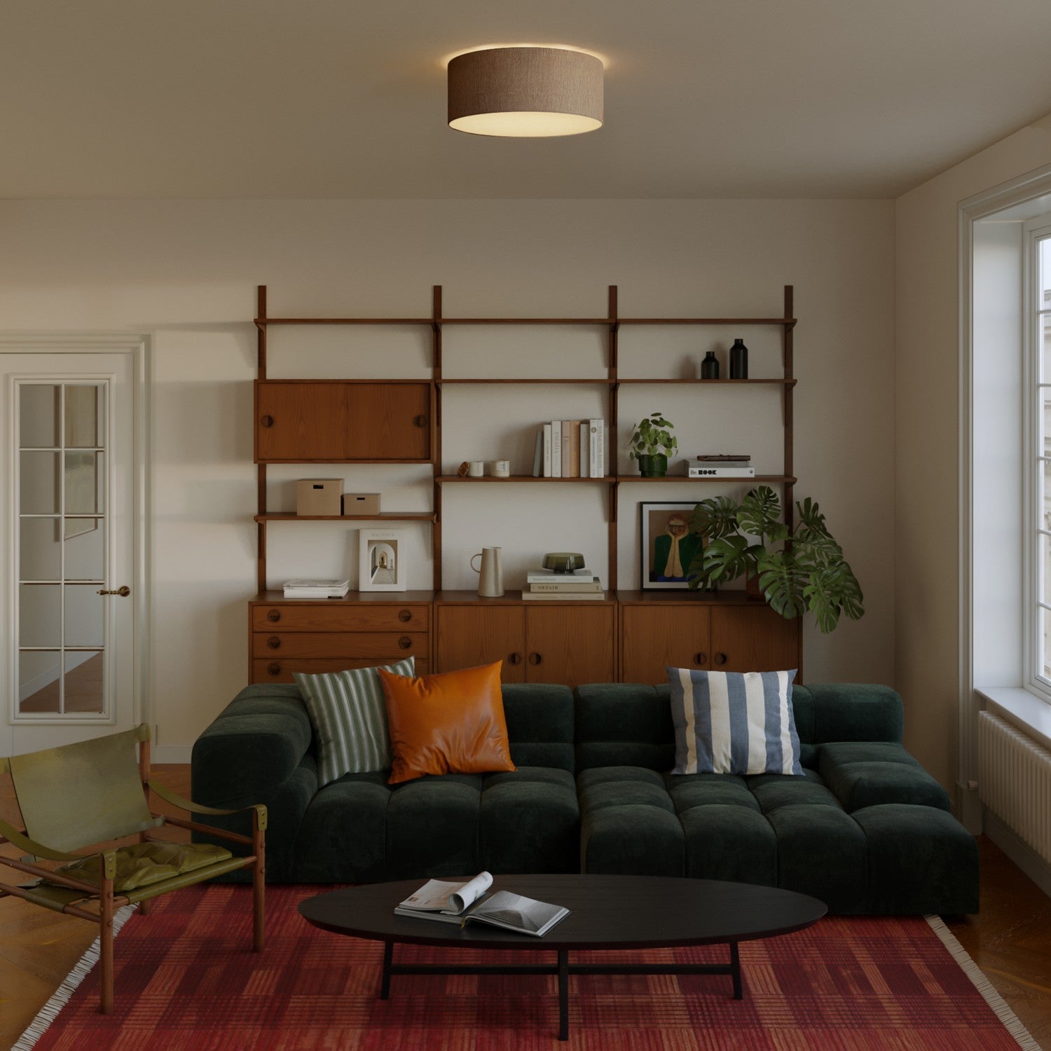 Plafoniera in tessuto Medium Slim - Made in Italy - Camelot Marrone - Creative Cables