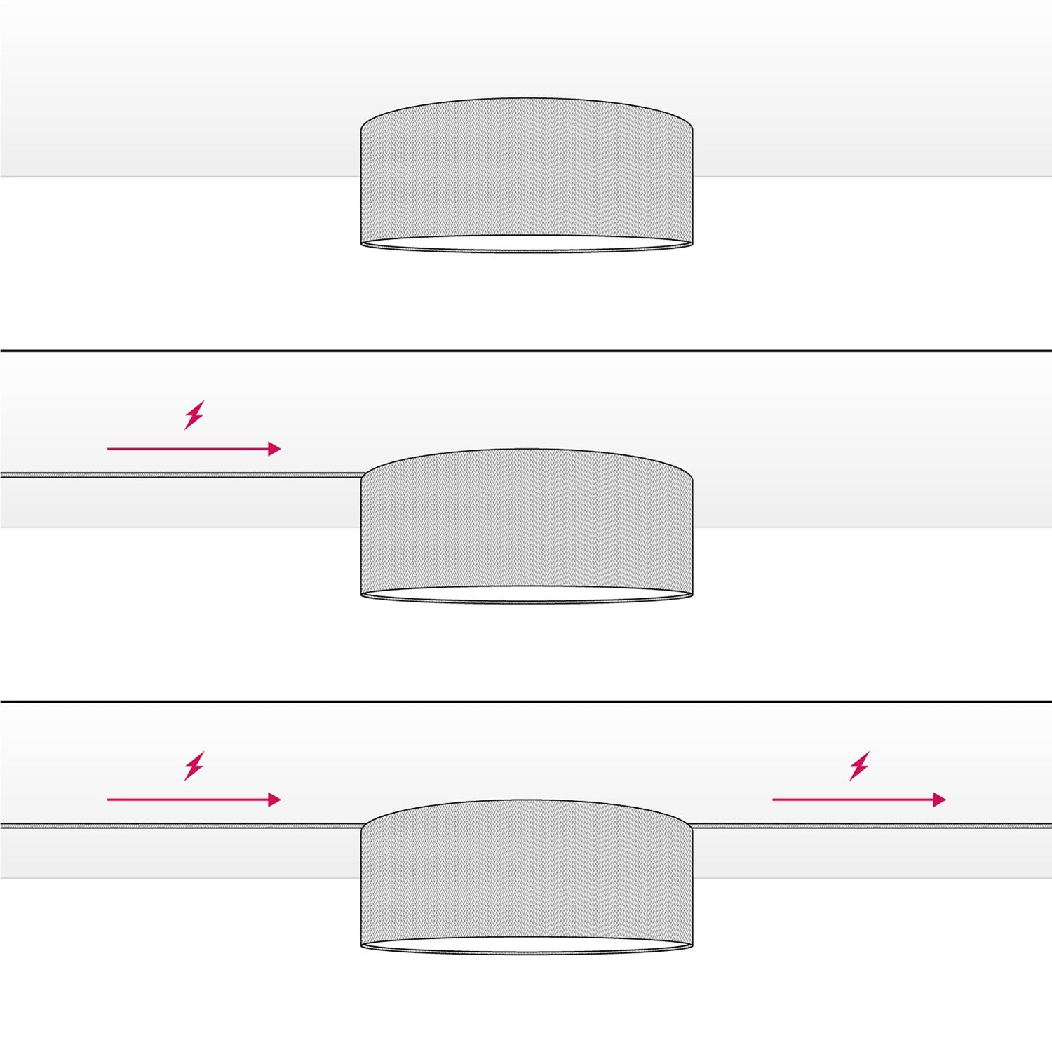 Plafoniera in tessuto Medium Slim - Made in Italy - Lana Grigio Chiaro