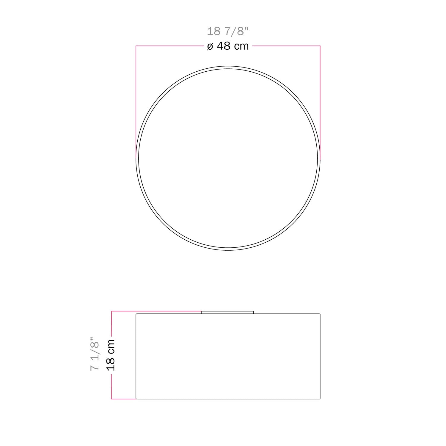Plafoniera in tessuto Medium Slim - Made in Italy - Teletta rossa