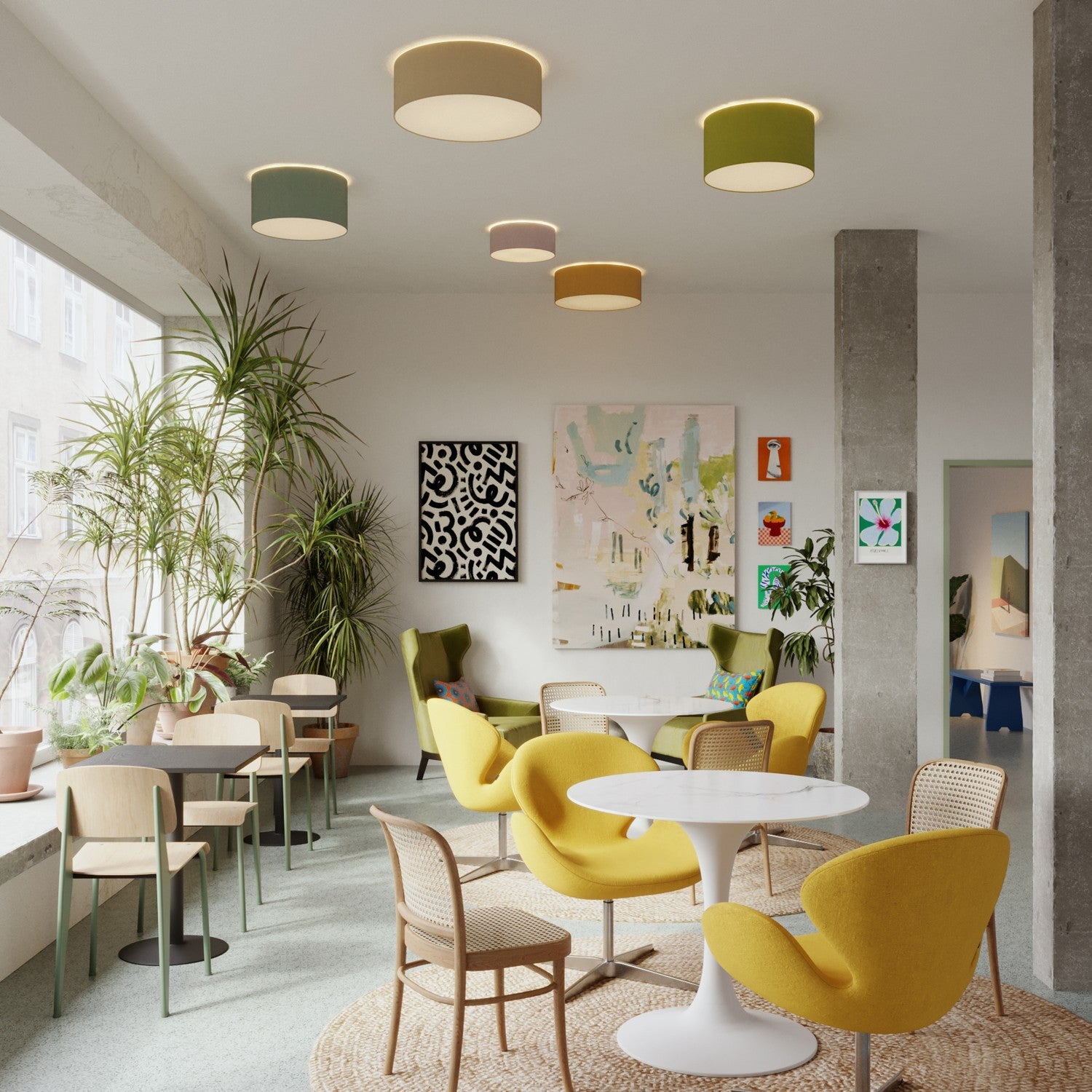 Plafoniera in tessuto Small Arenal tortora - Made in Italy