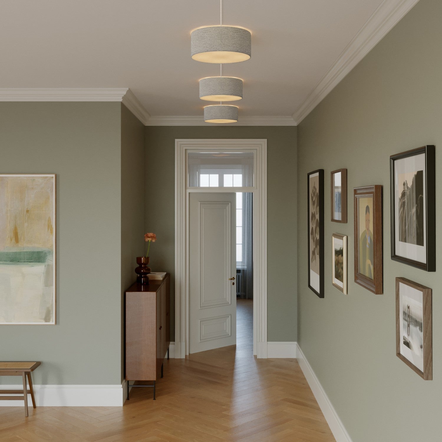 Plafoniera in tessuto Small - Made in Italy - Lana Grigio Chiaro - Creative Cables