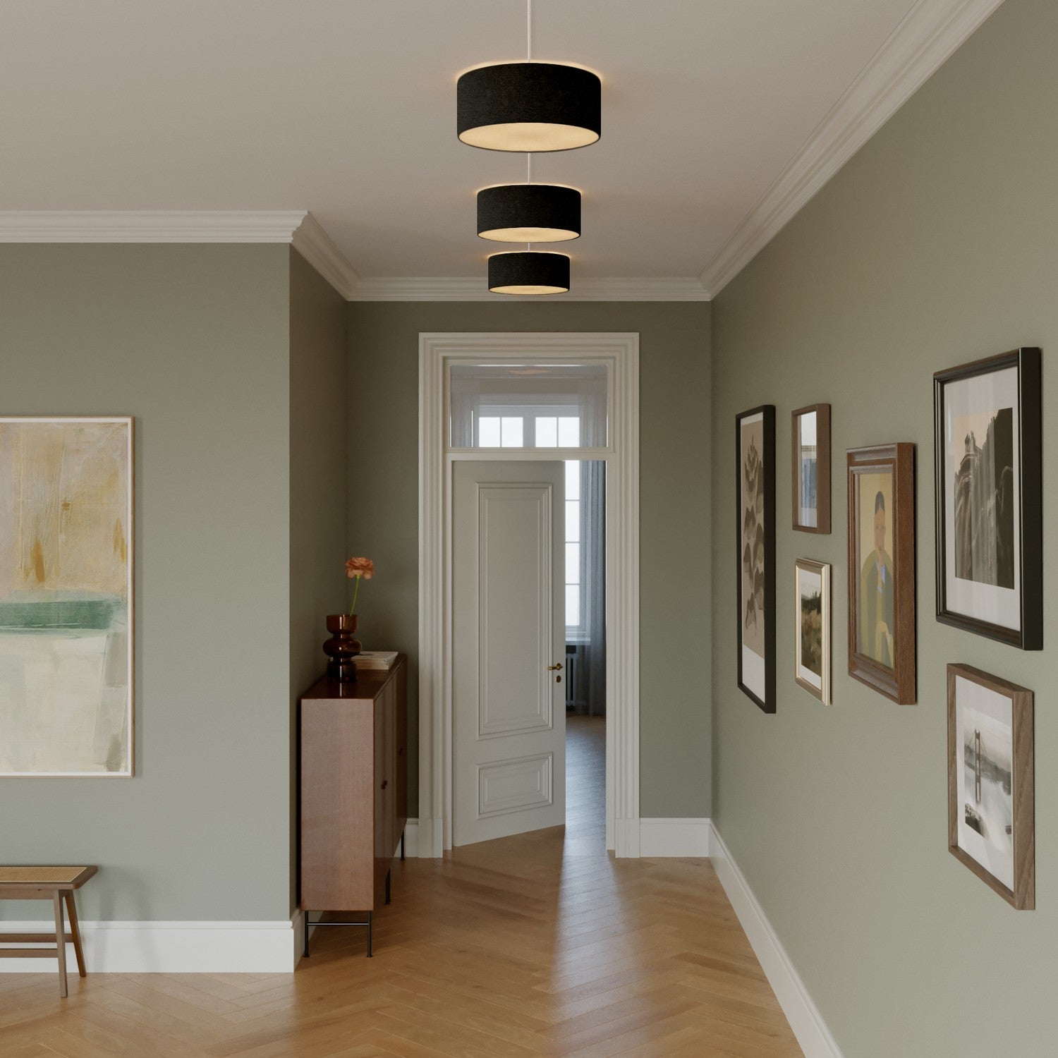 Plafoniera in tessuto Small - Made in Italy - Lana Grigio Scuro - Creative Cables