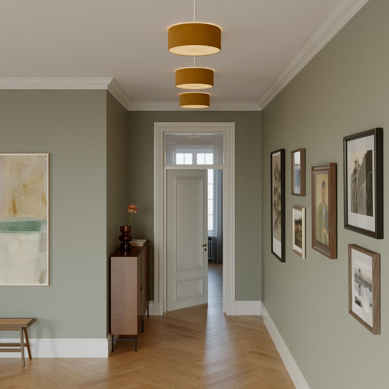 Plafoniera in tessuto Small - Made in Italy - Lana Senape - Creative Cables