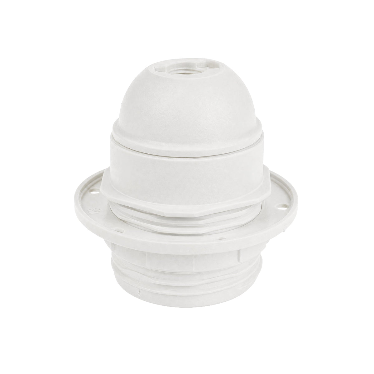 Portalampada E27 in termoplastica con camicia semifilettata e ghiera - Bianco