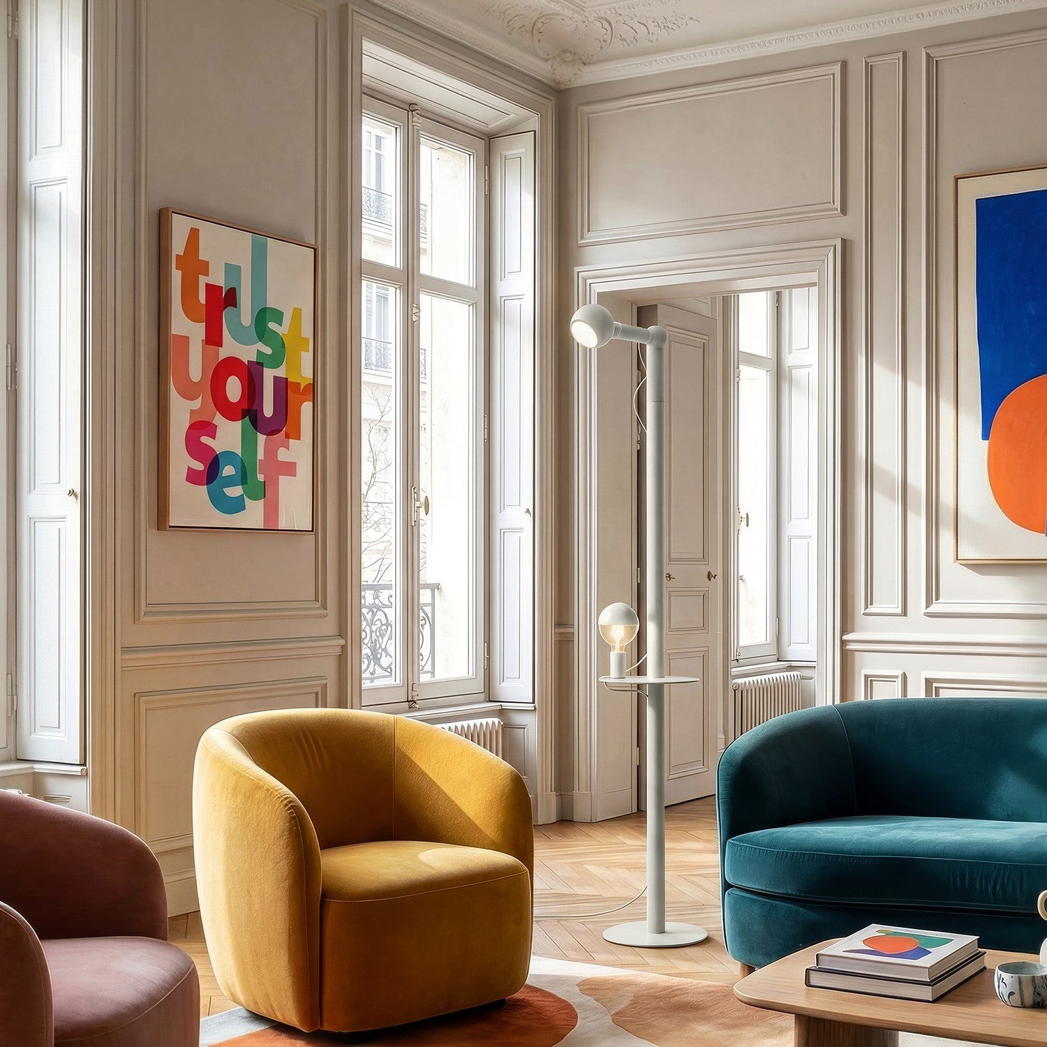 Rocco XXL - Lampada da terra con lampadina Maria e Camo - Bianco