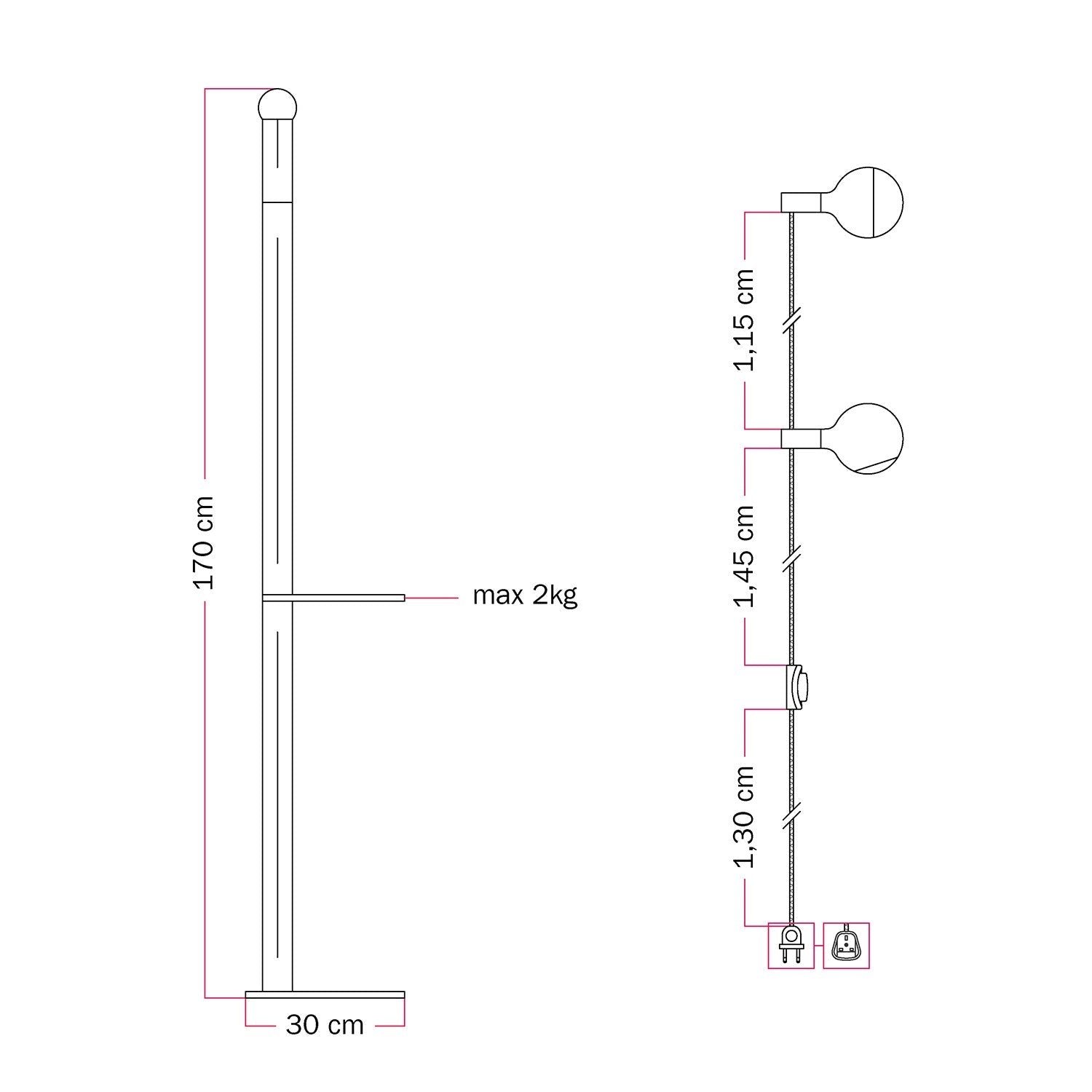Rocco XXL - Lampada da terra con spina UK e lampadina Maria e Camo - Arancio
