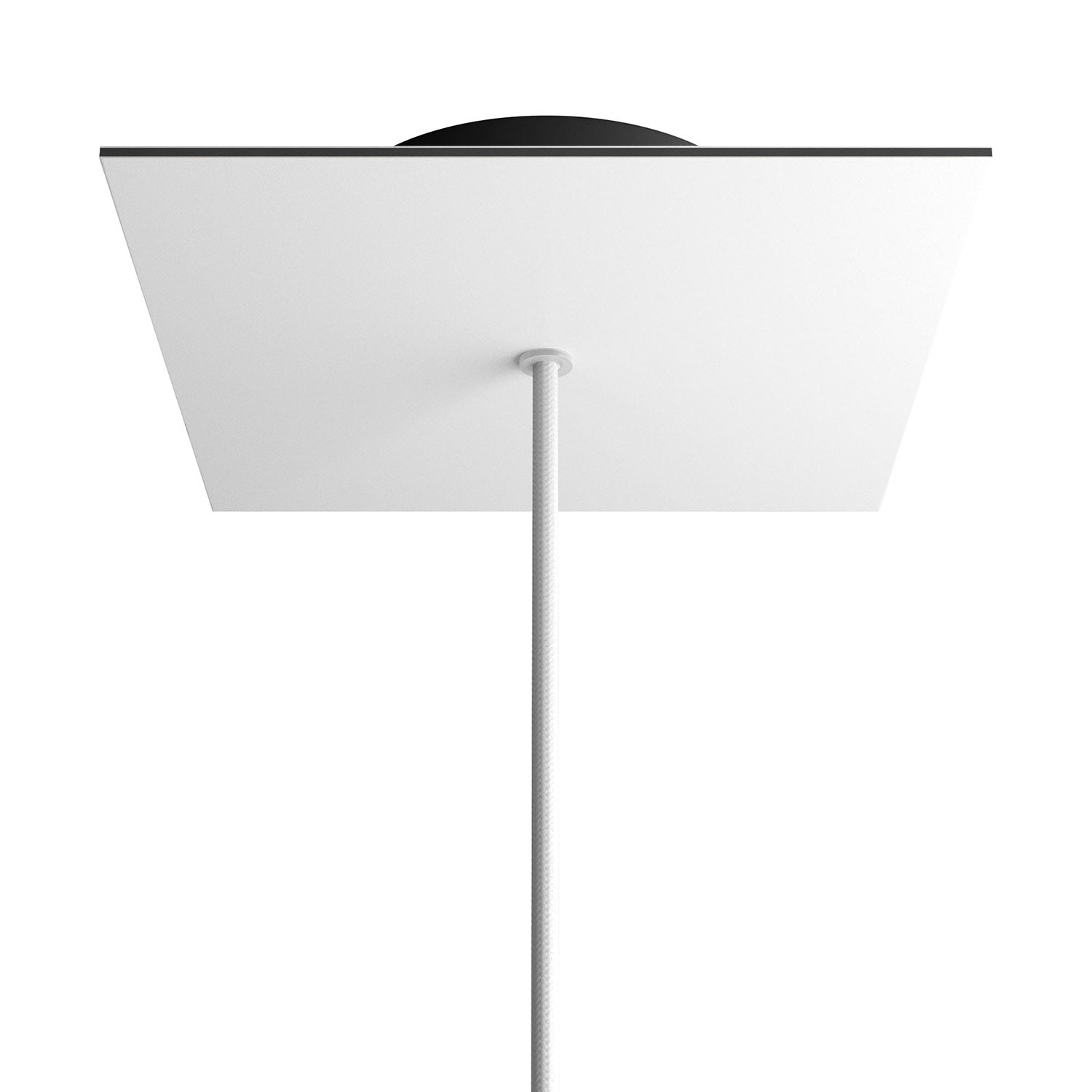 Rosone Rose-One quadrato, 200 mm con 1 foro e 4 fori laterali - Bianco opaco Nero