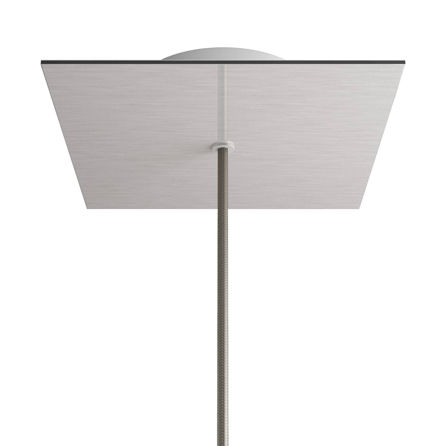 Rosone Rose - One quadrato, 200 mm con 1 foro e 4 fori laterali - Dibond Acciaio satinato - Creative Cables