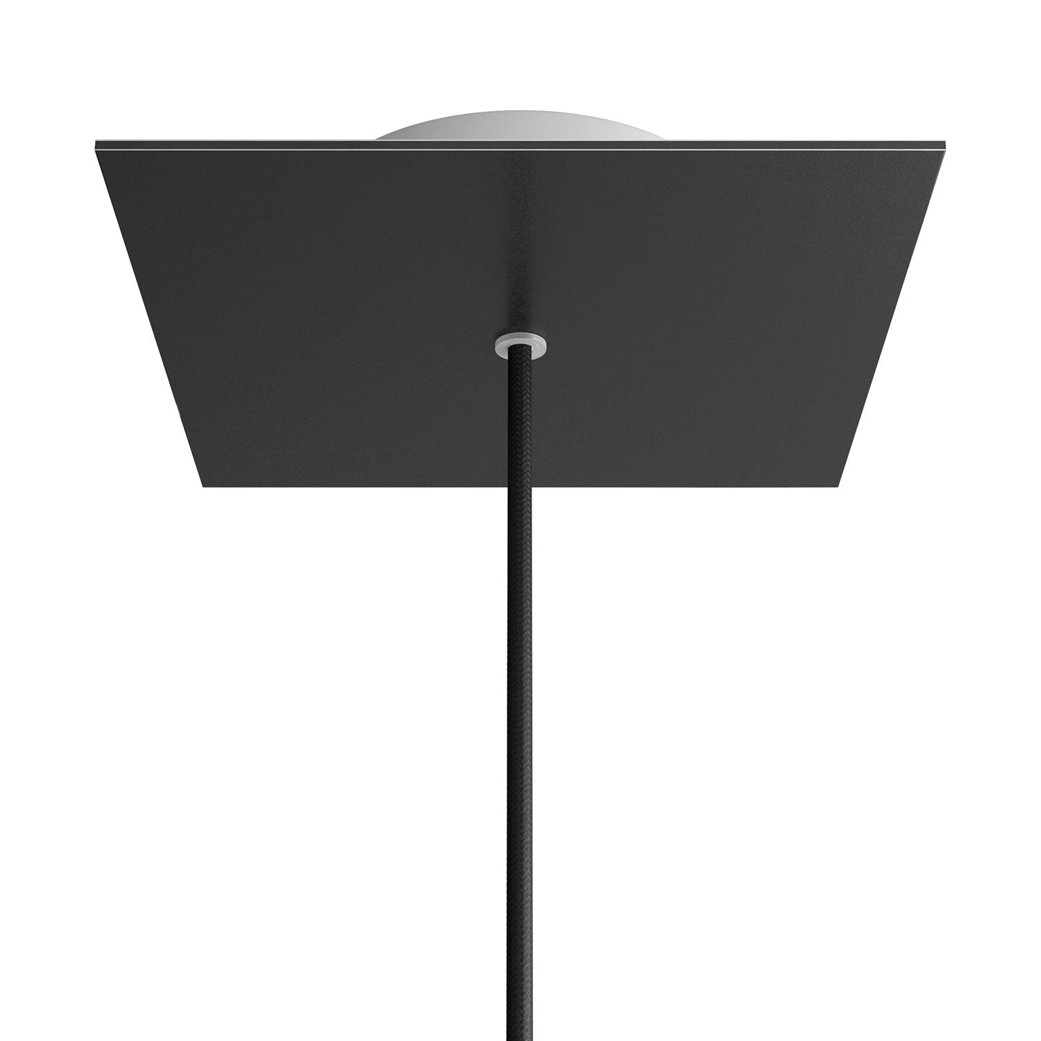 Rosone Rose - One quadrato, 200 mm con 1 foro e 4 fori laterali - Nero opaco - Creative Cables