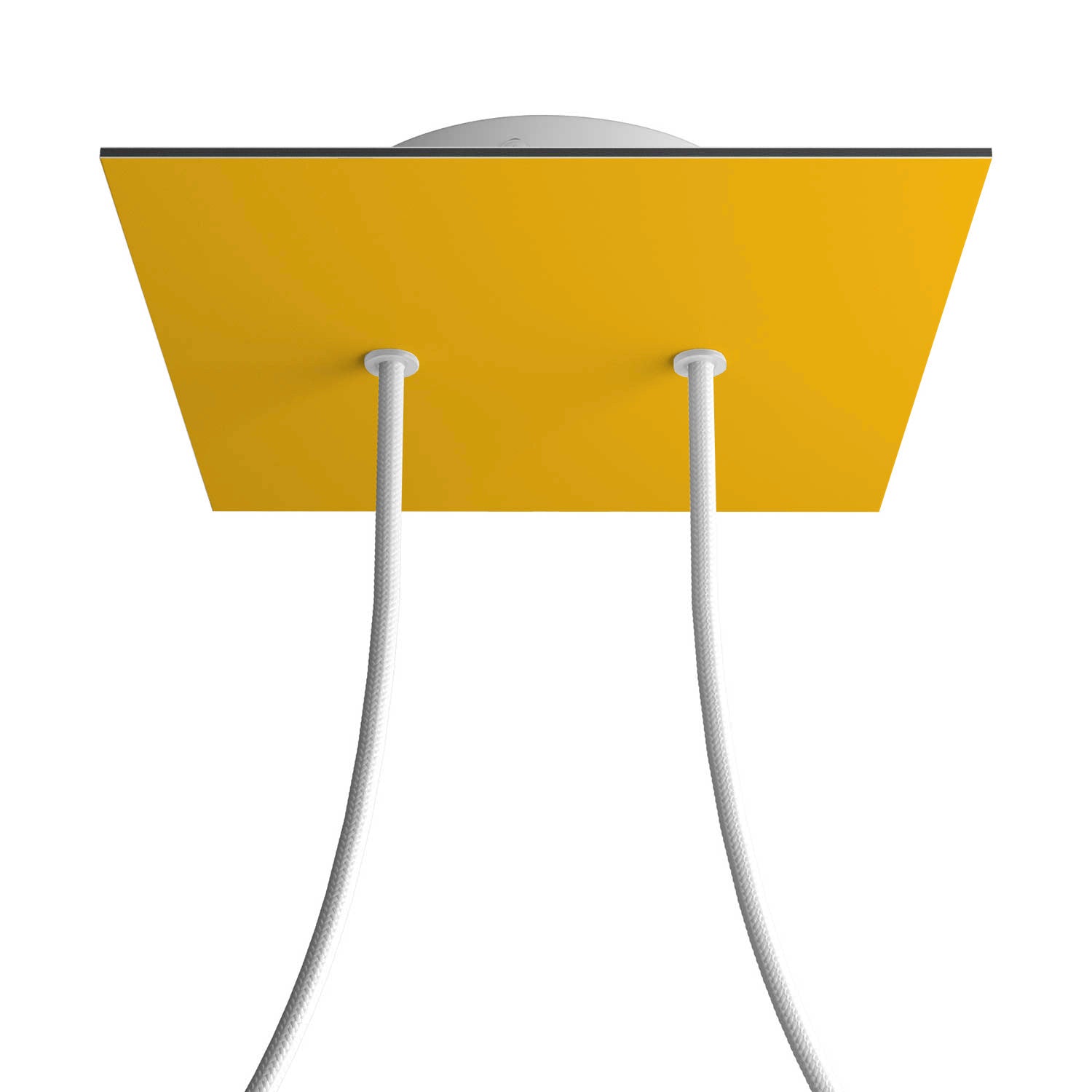 Rosone Rose - One quadrato, 200 mm con 2 fori e 4 fori laterali - Mostarda - Creative Cables