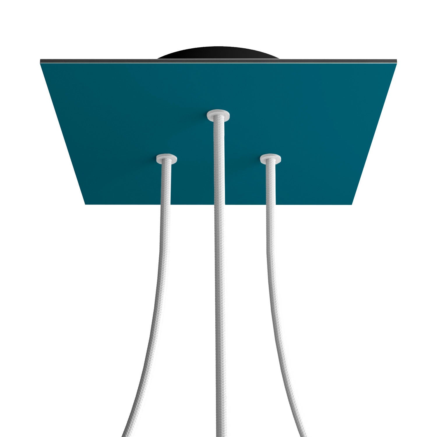 Rosone Rose-One quadrato, 200 mm con 3 fori e 4 fori laterali - Petrolio Nero