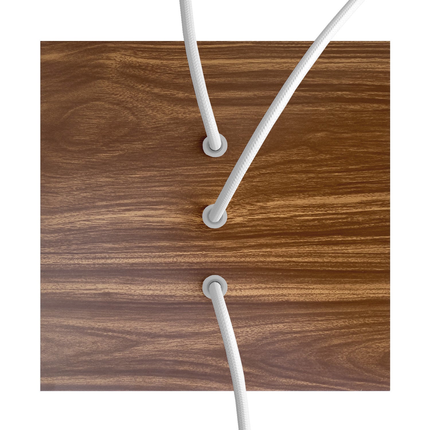 Rosone Rose - One quadrato, 200 mm con 3 fori in linea e 4 fori laterali - Legno - Creative Cables