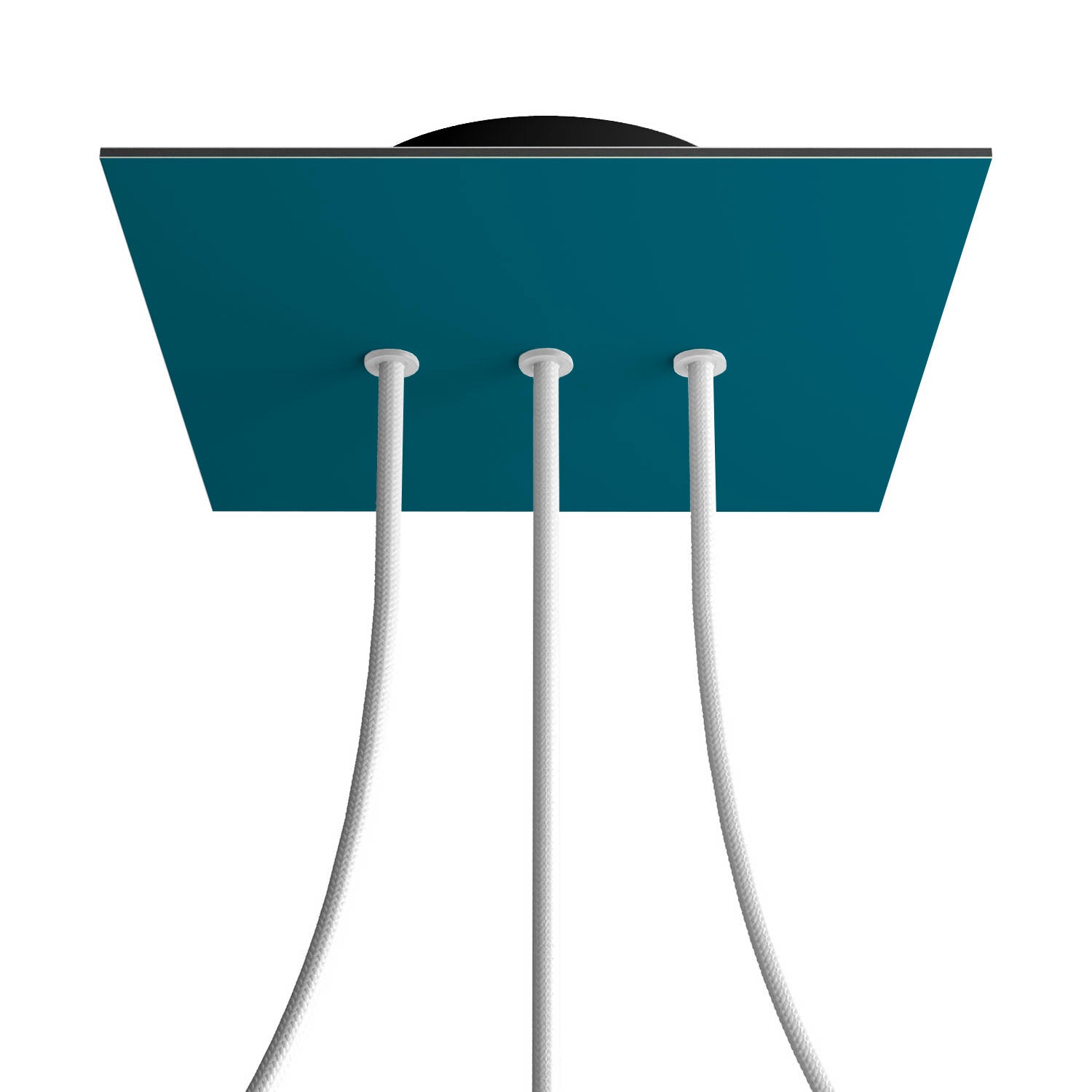 Rosone Rose-One quadrato, 200 mm con 3 fori in linea e 4 fori laterali - Petrolio Nero