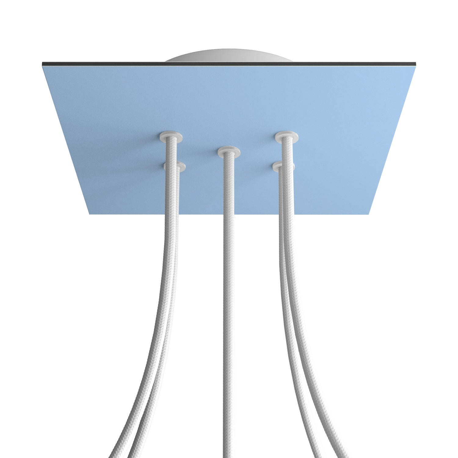 Rosone Rose - One quadrato, 200 mm con 5 fori e 4 fori laterali - Blu carta da zucchero - Creative Cables