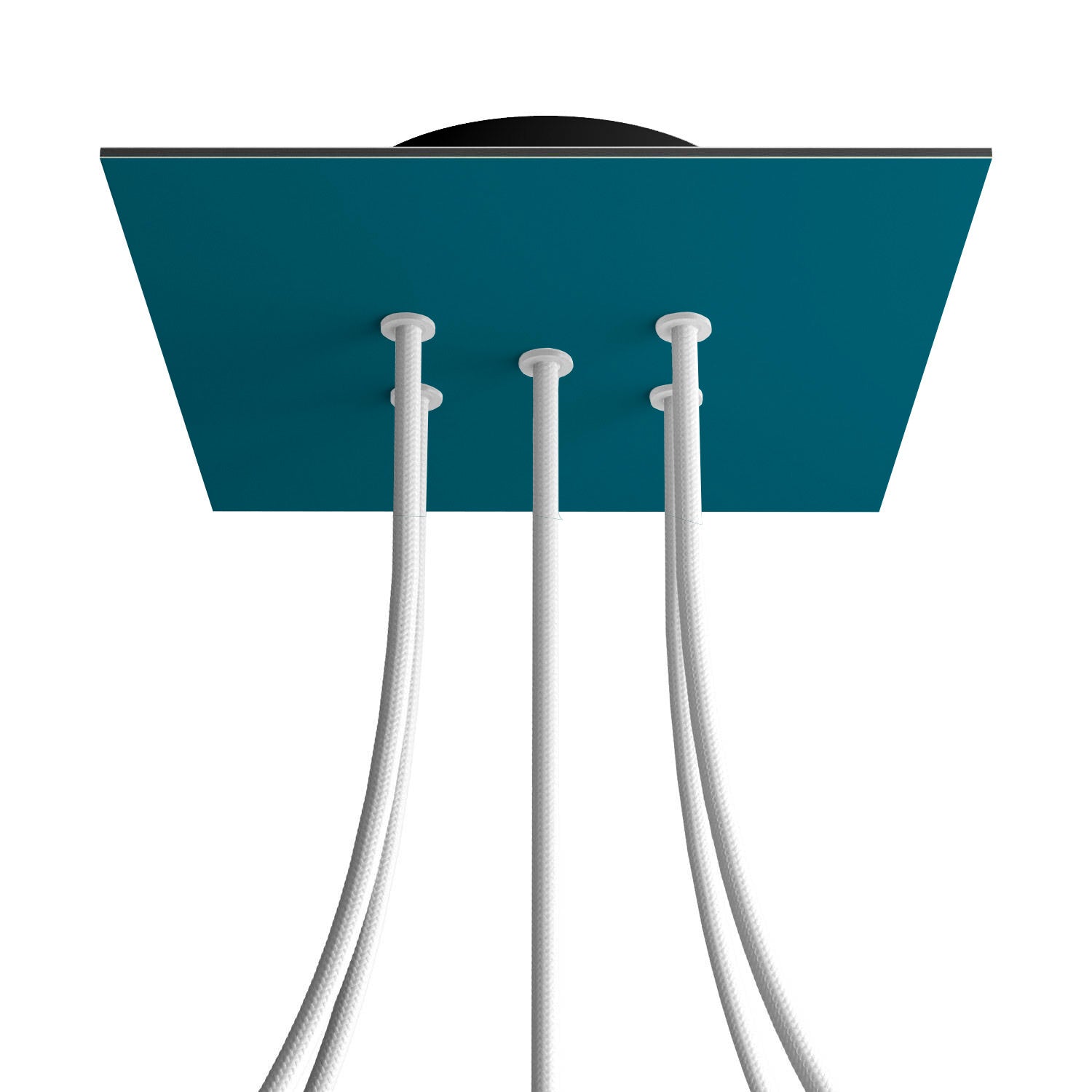 Rosone Rose-One quadrato, 200 mm con 5 fori e 4 fori laterali - Petrolio Nero