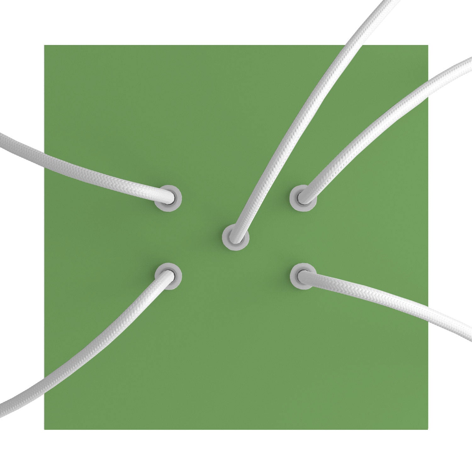Rosone Rose - One quadrato, 200 mm con 5 fori e 4 fori laterali - Verde prato - Creative Cables